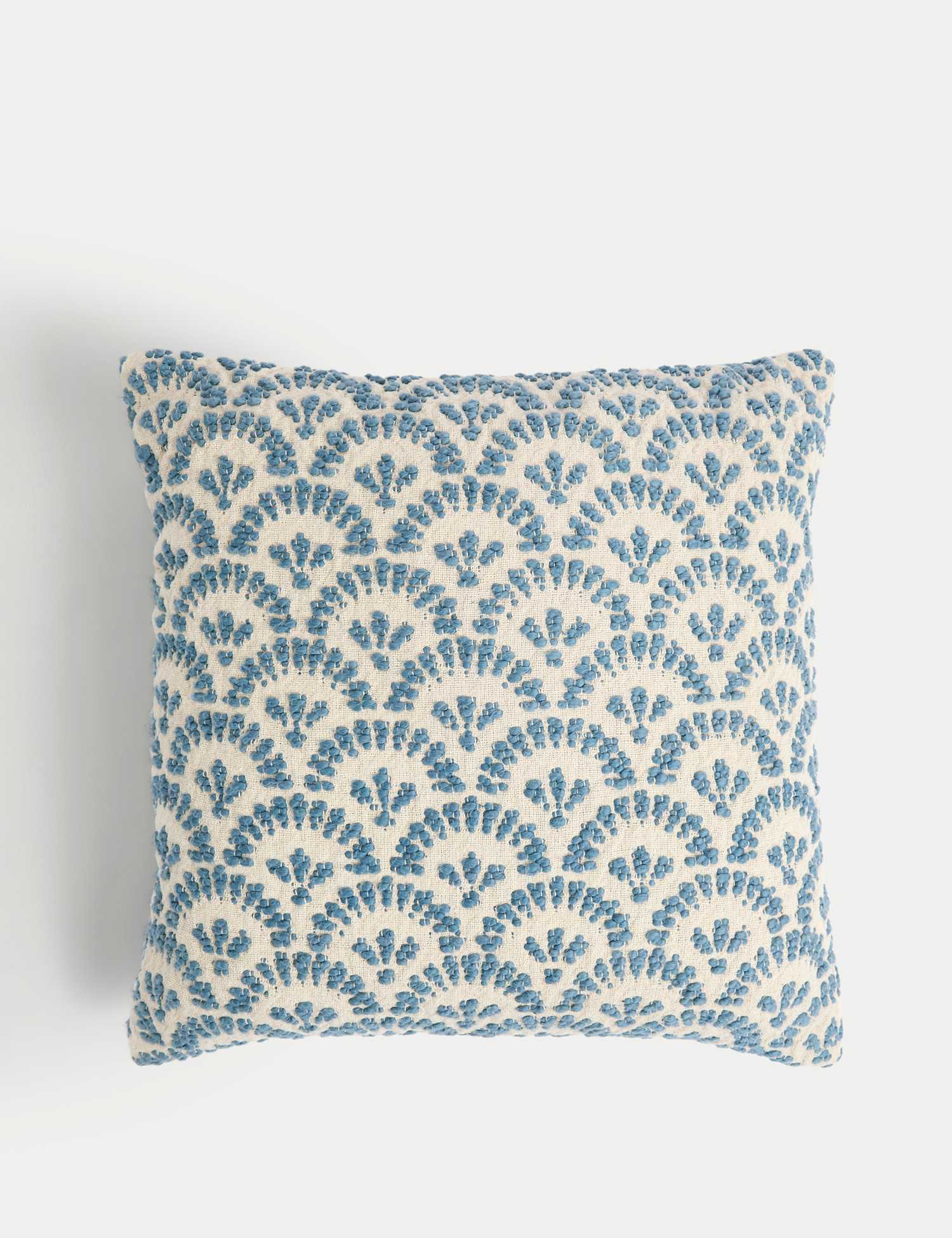 M&S Pure Cotton Fan Jacquard Cushion Blue Mix