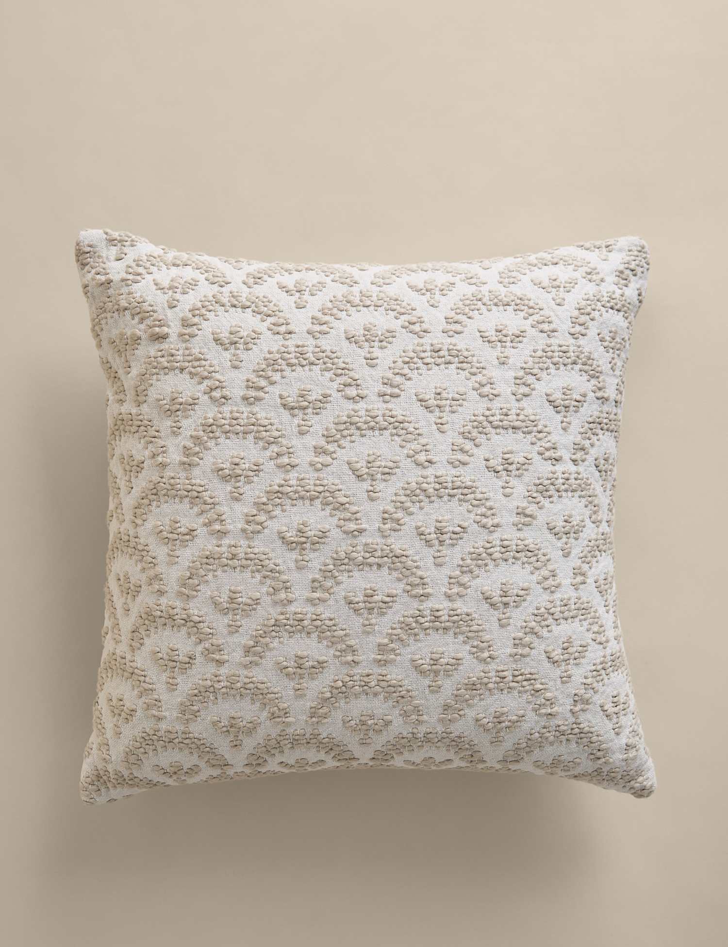 M&S Pure Cotton Fan Jacquard Cushion Natural Mix