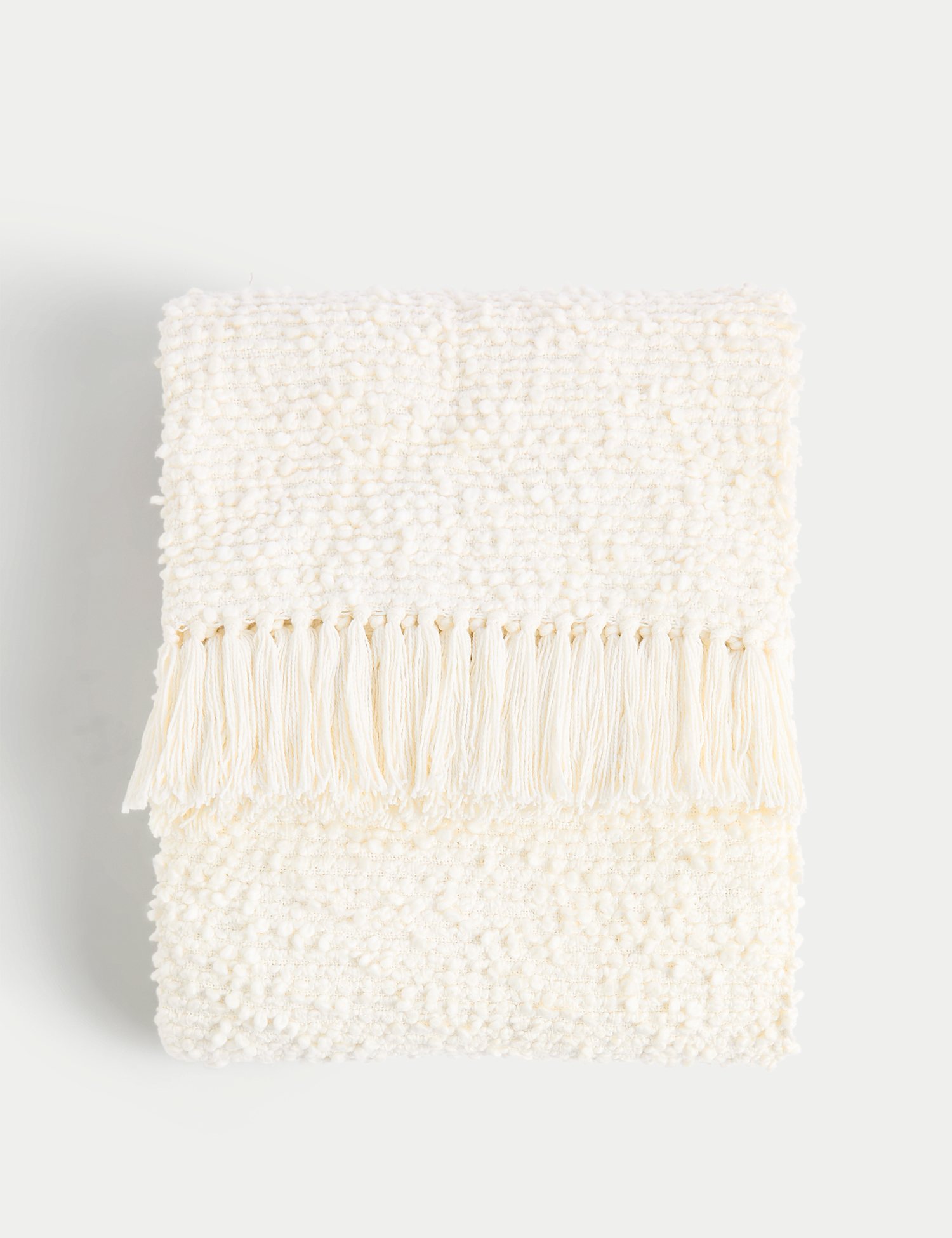 M&S Pure Cotton Bouclé Throw Cream