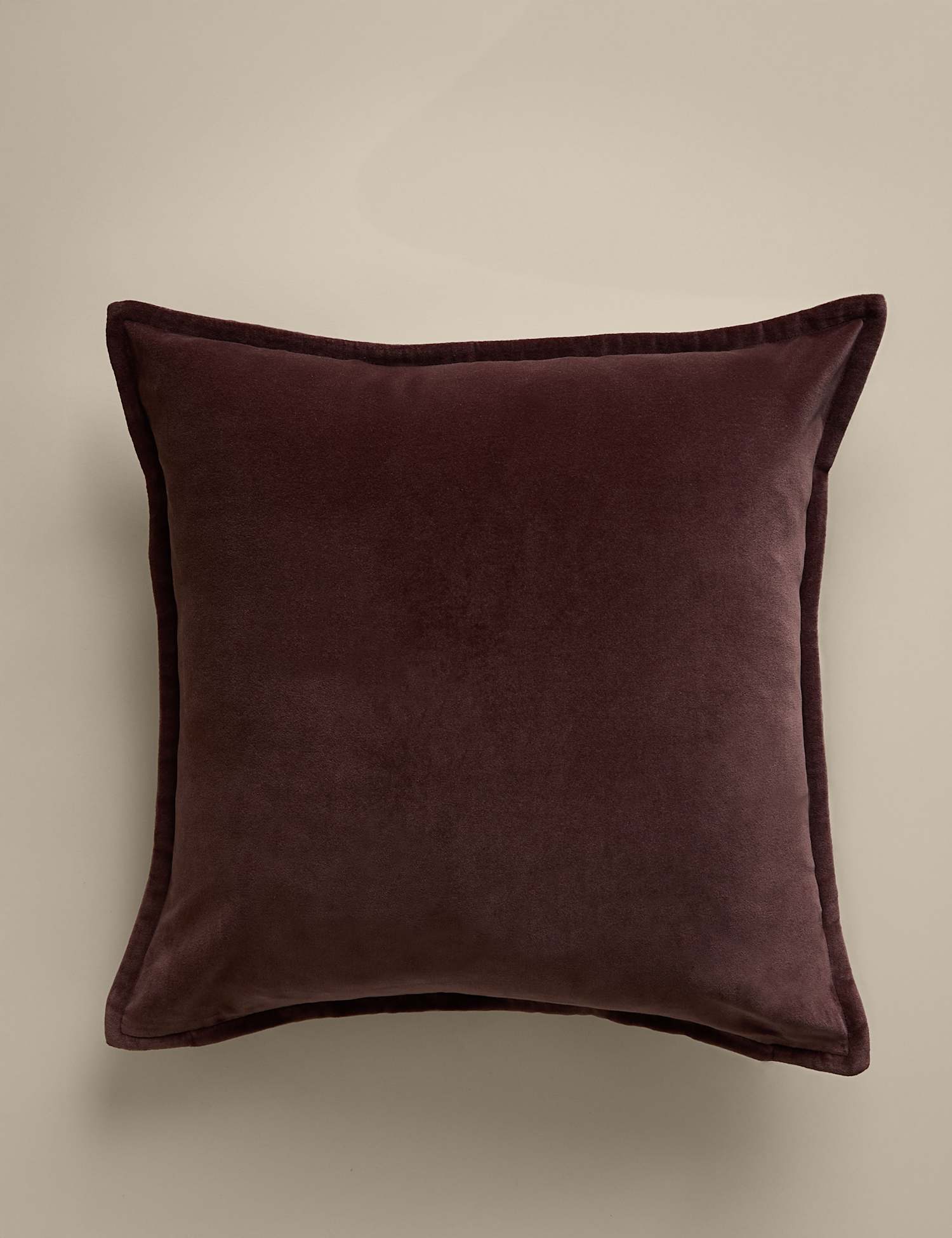M&S Pure Cotton Velvet Cushion Cover Aubergine