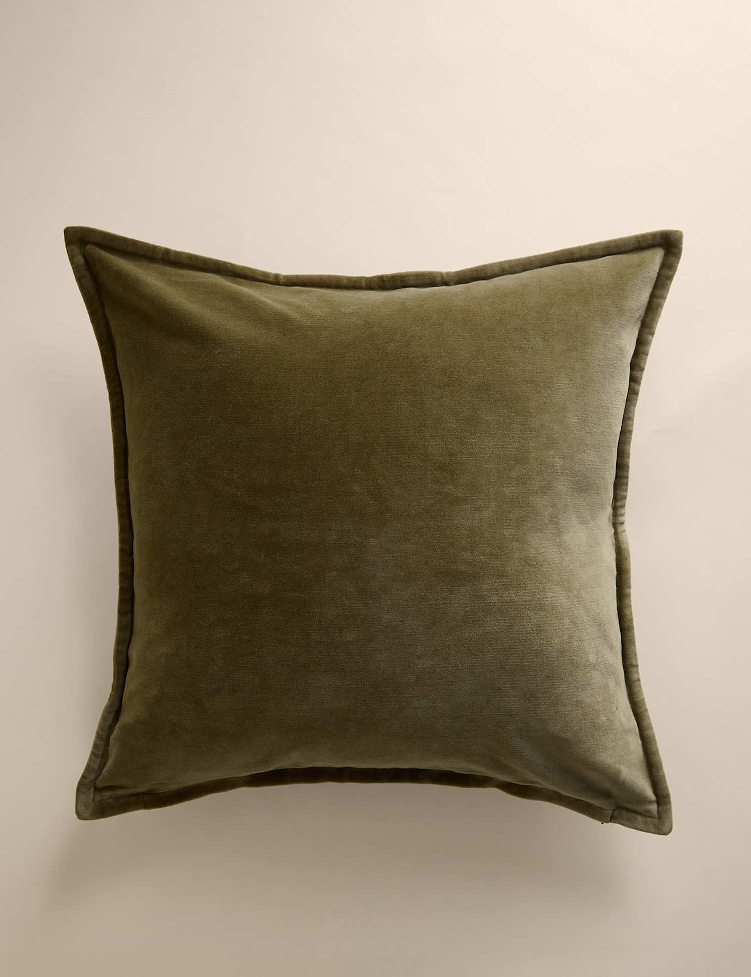 M&S Pure Cotton Velvet Cushion Cover Olive