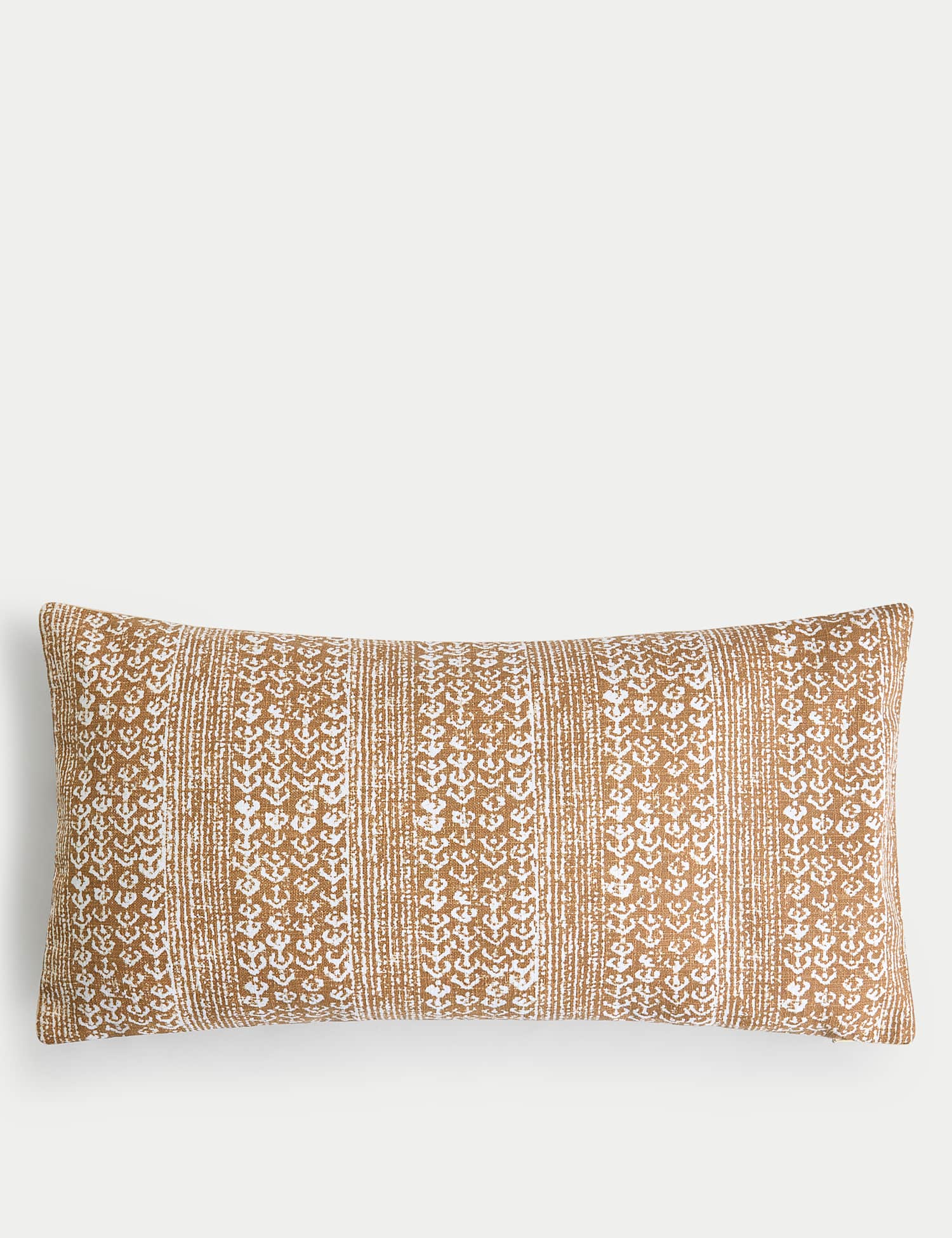 M&S Pure Cotton Block Print Bolster Cushion Light Bronze
