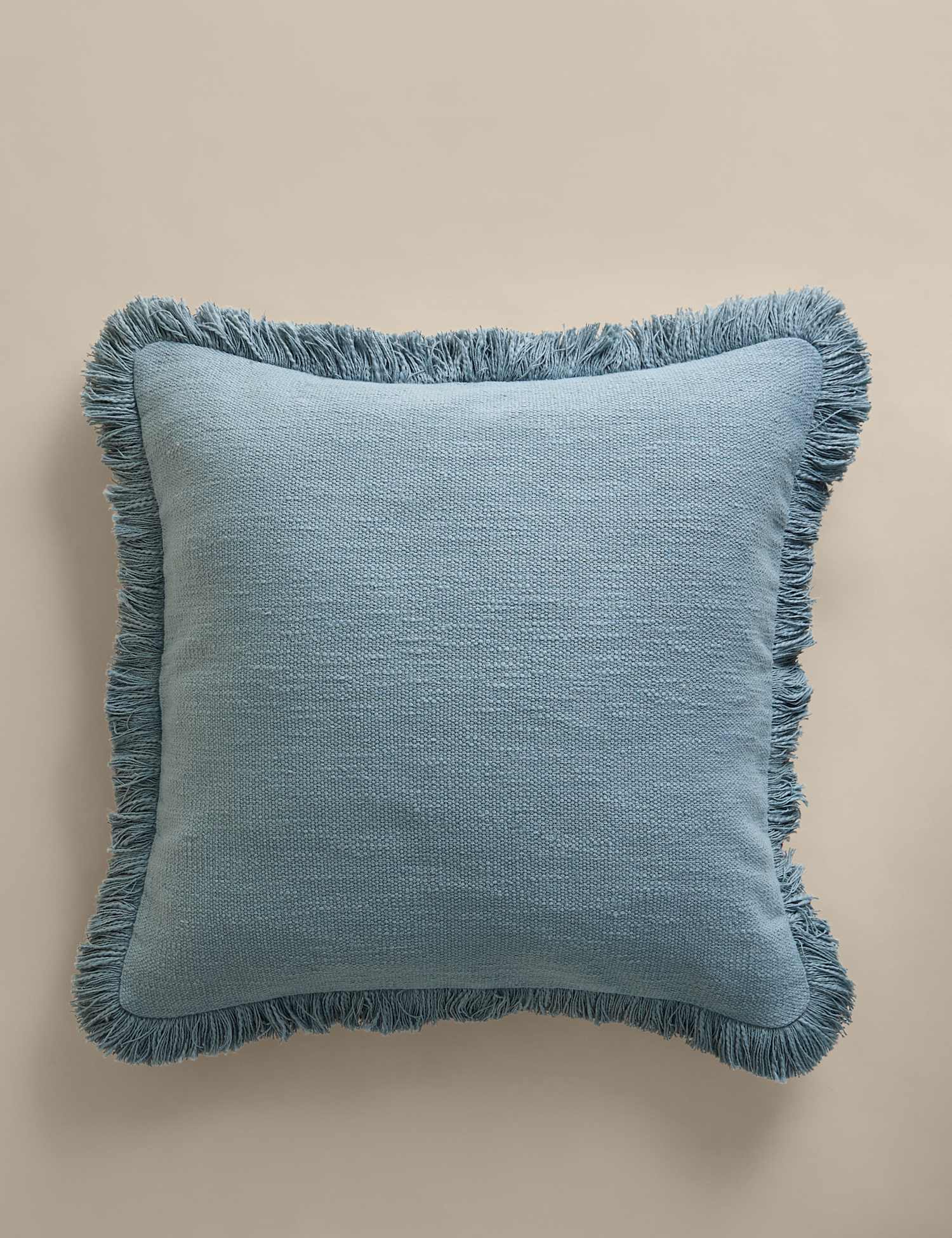 M&S Textured Fringe Cushion Cover Slate Blue