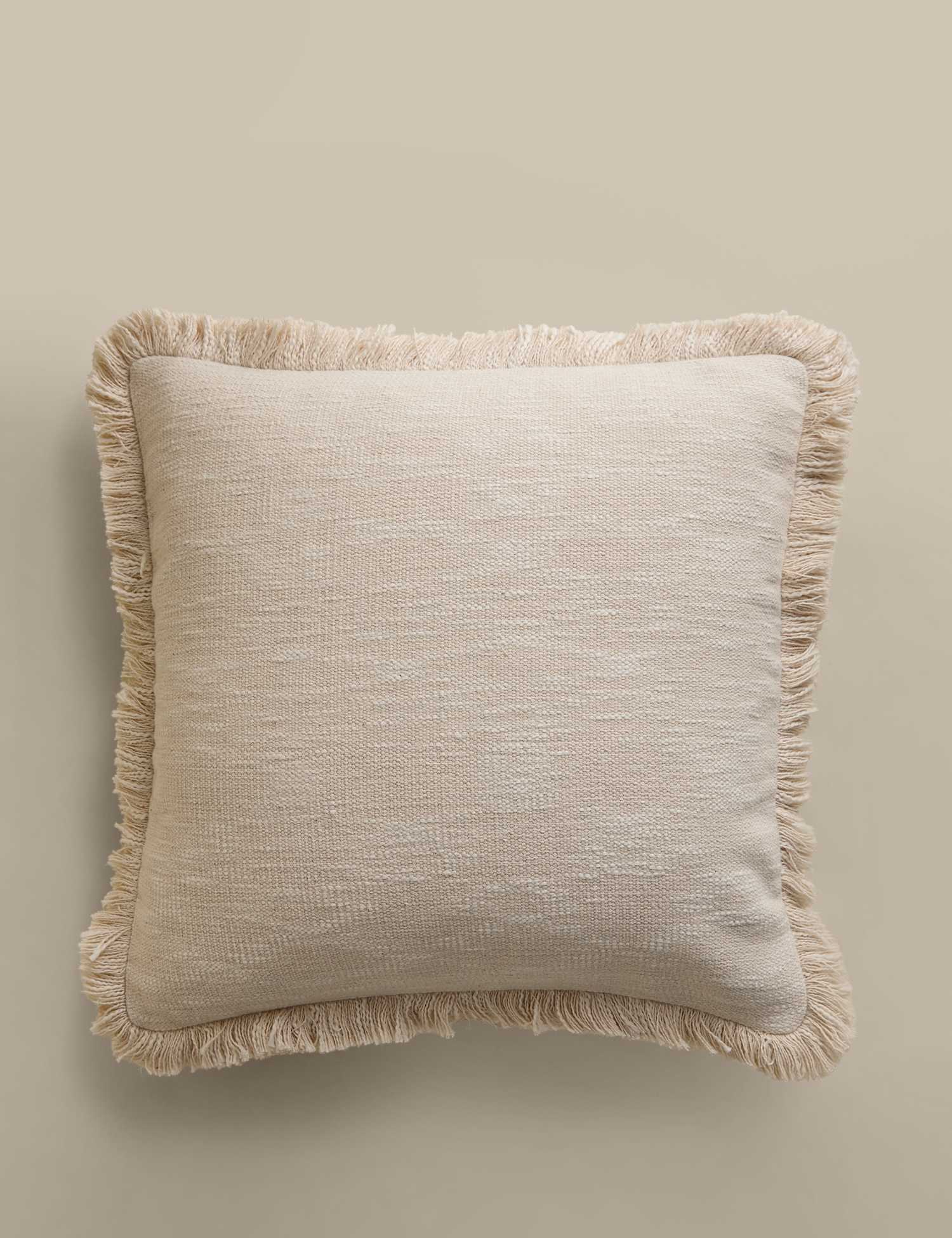 M&S Textured Fringe Cushion Cover Ecru