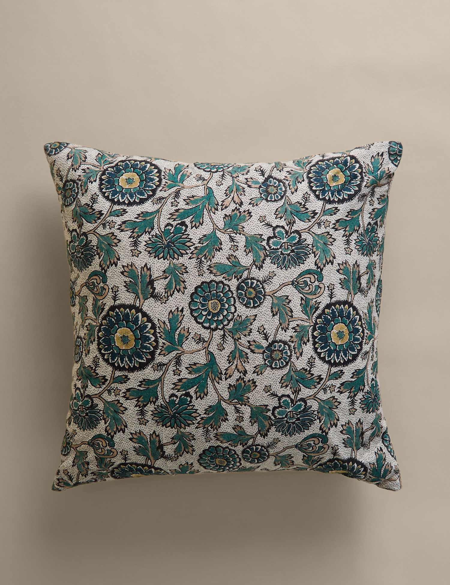 M&S Cotton Rich Floral Cushion Blue Mix