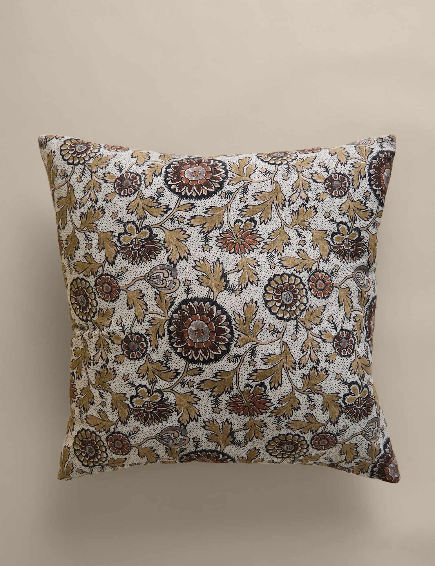 M&S Cotton Rich Floral Cushion Natural Mix