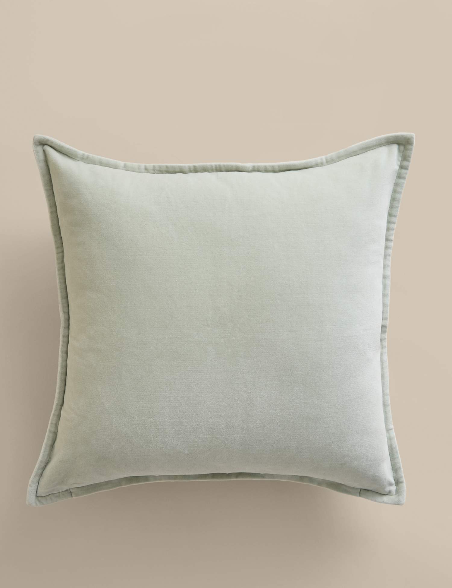M&S Pure Cotton Velvet Cushion Pale Green