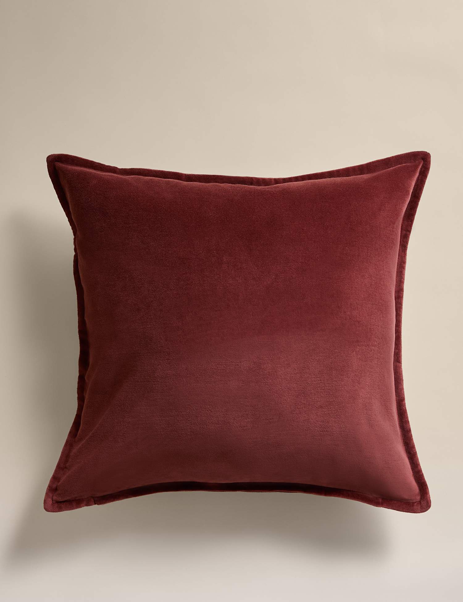 M&S Pure Cotton Velvet Cushion Chestnut