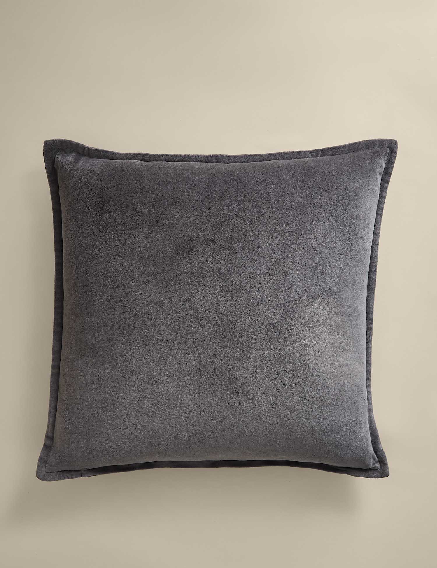M&S Pure Cotton Velvet Cushion Dark Graphite