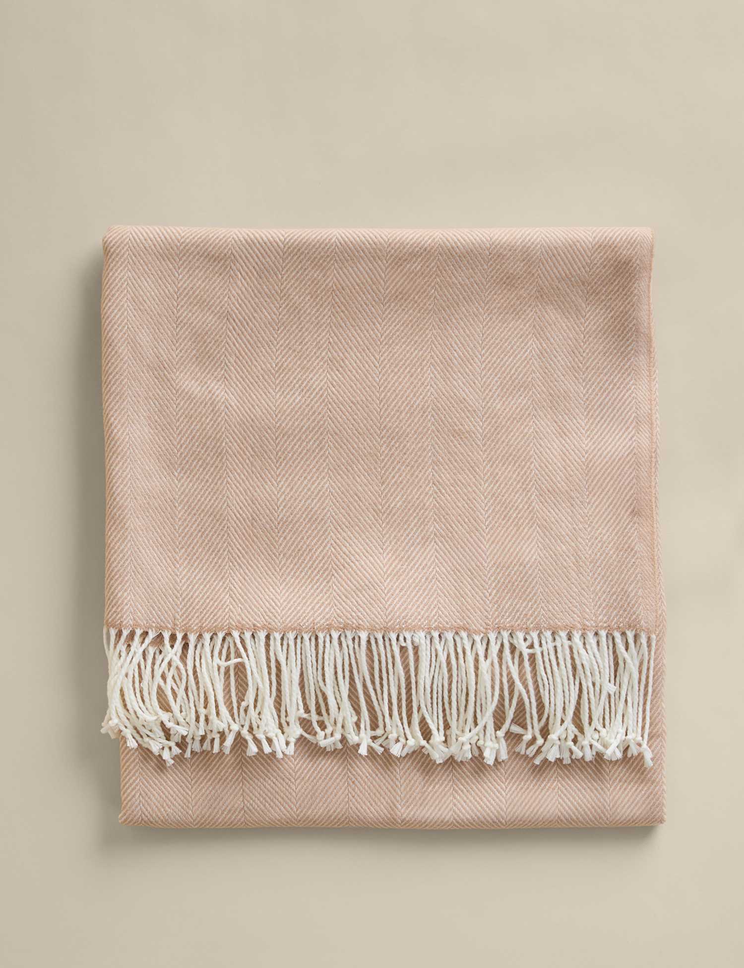 M&S Herringbone Throw Neutral