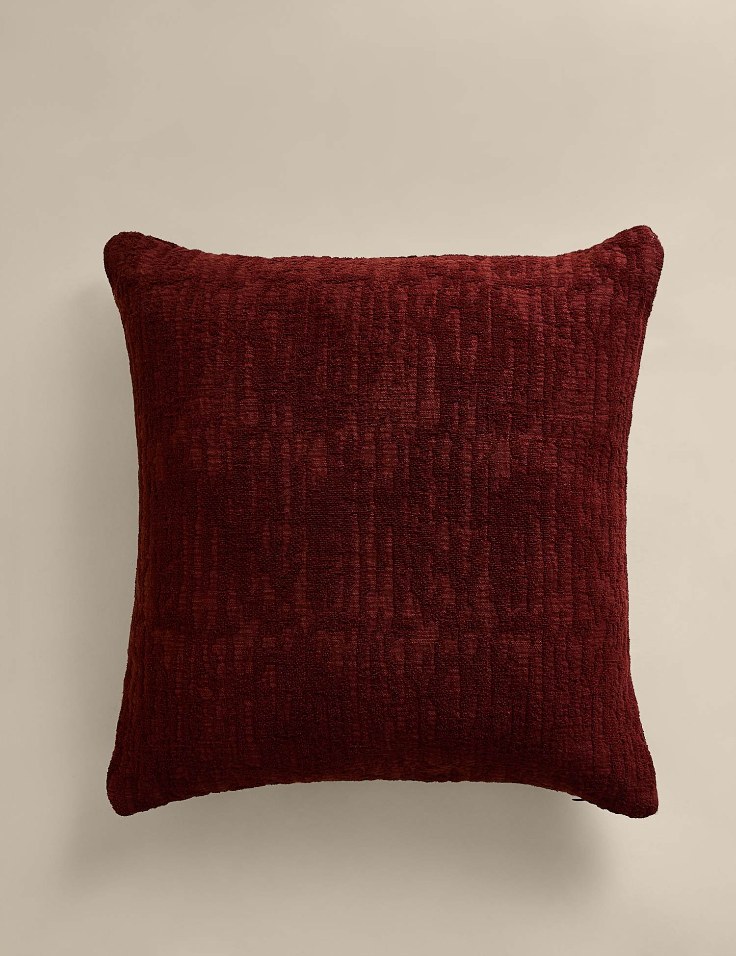 M&S Pure Cotton Chenille Jacquard Cushion Chestnut