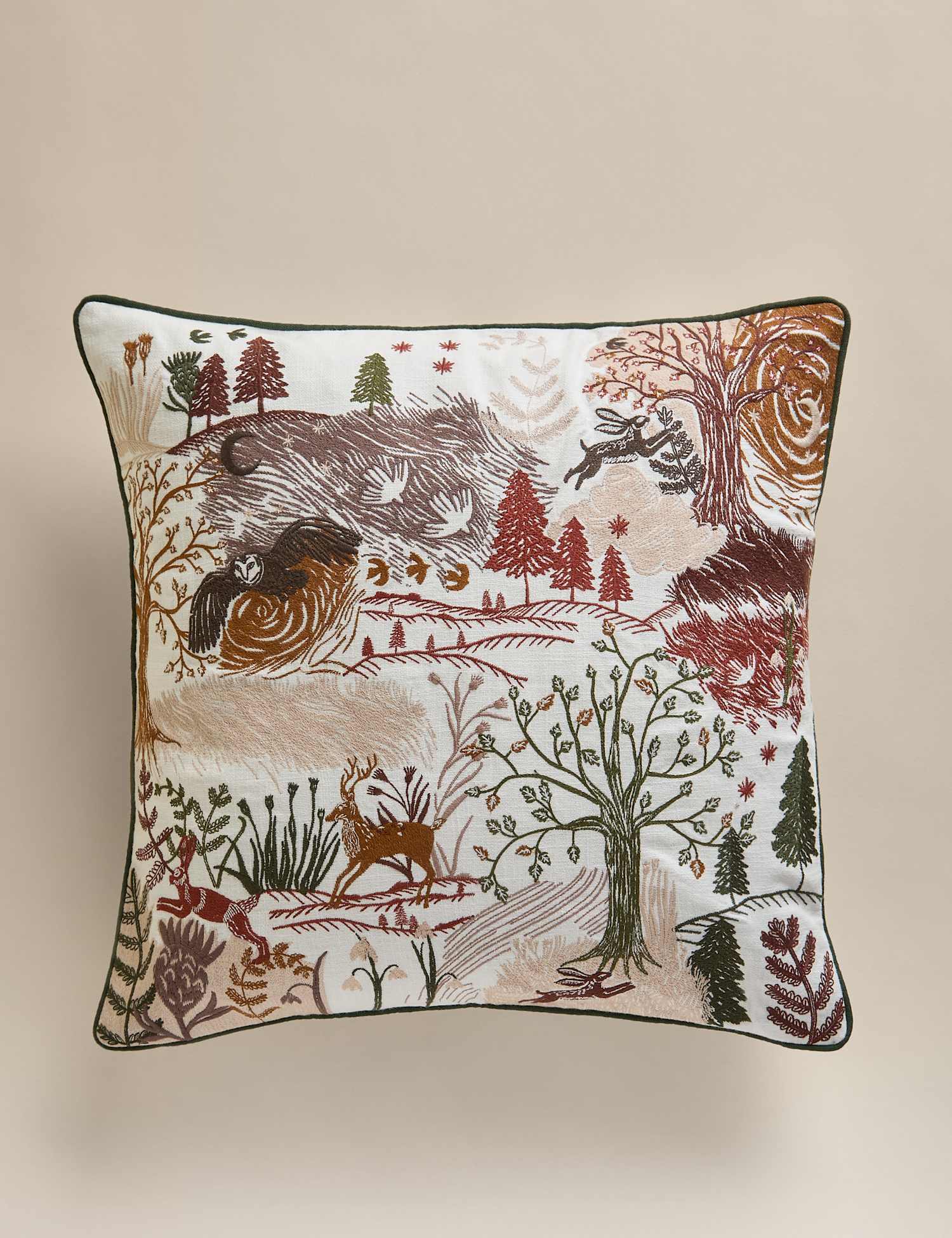 M&S Pure Cotton Woodland Cushion Multi