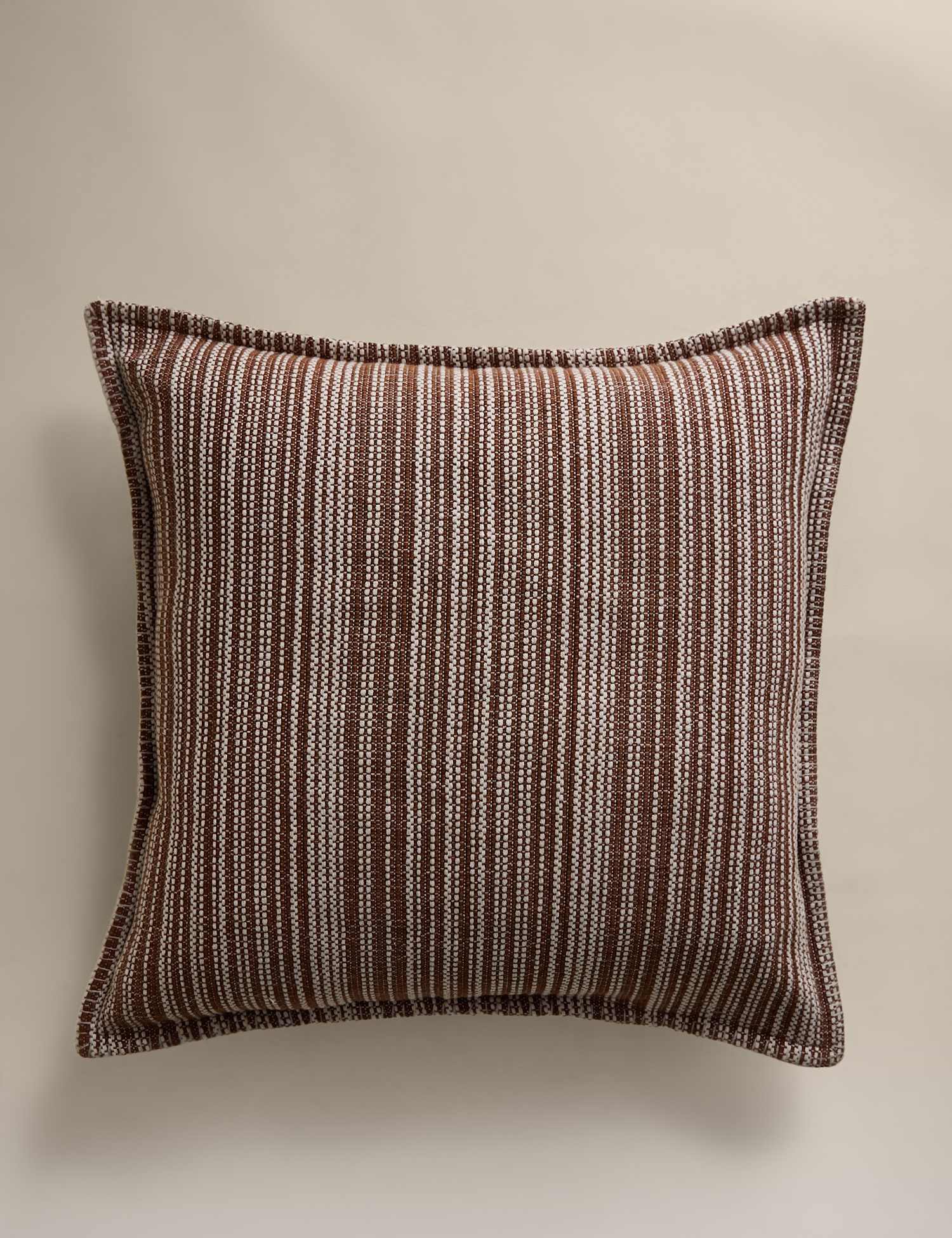 M&S Pure Cotton Woven Striped Cushion Amber