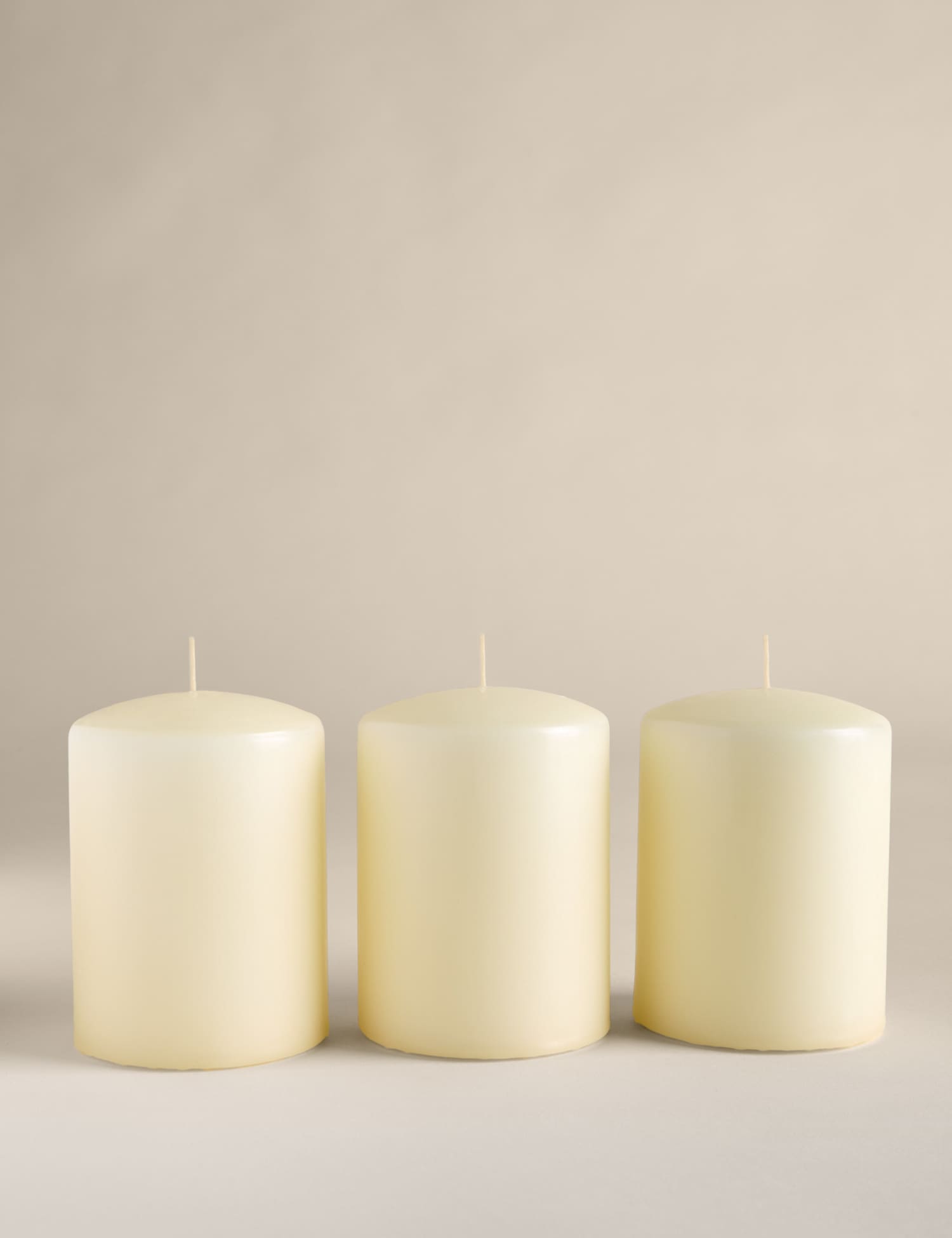 M&S Set of 3 Small Pillar Candles White