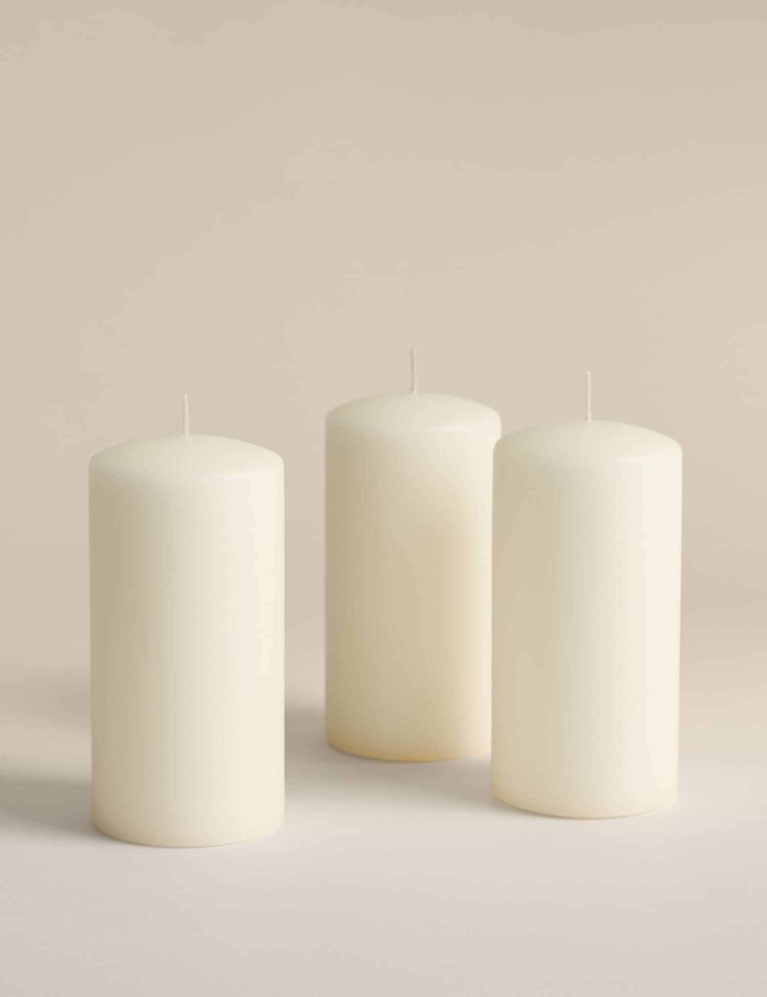 M&S Set of 3 Pillar Candles White