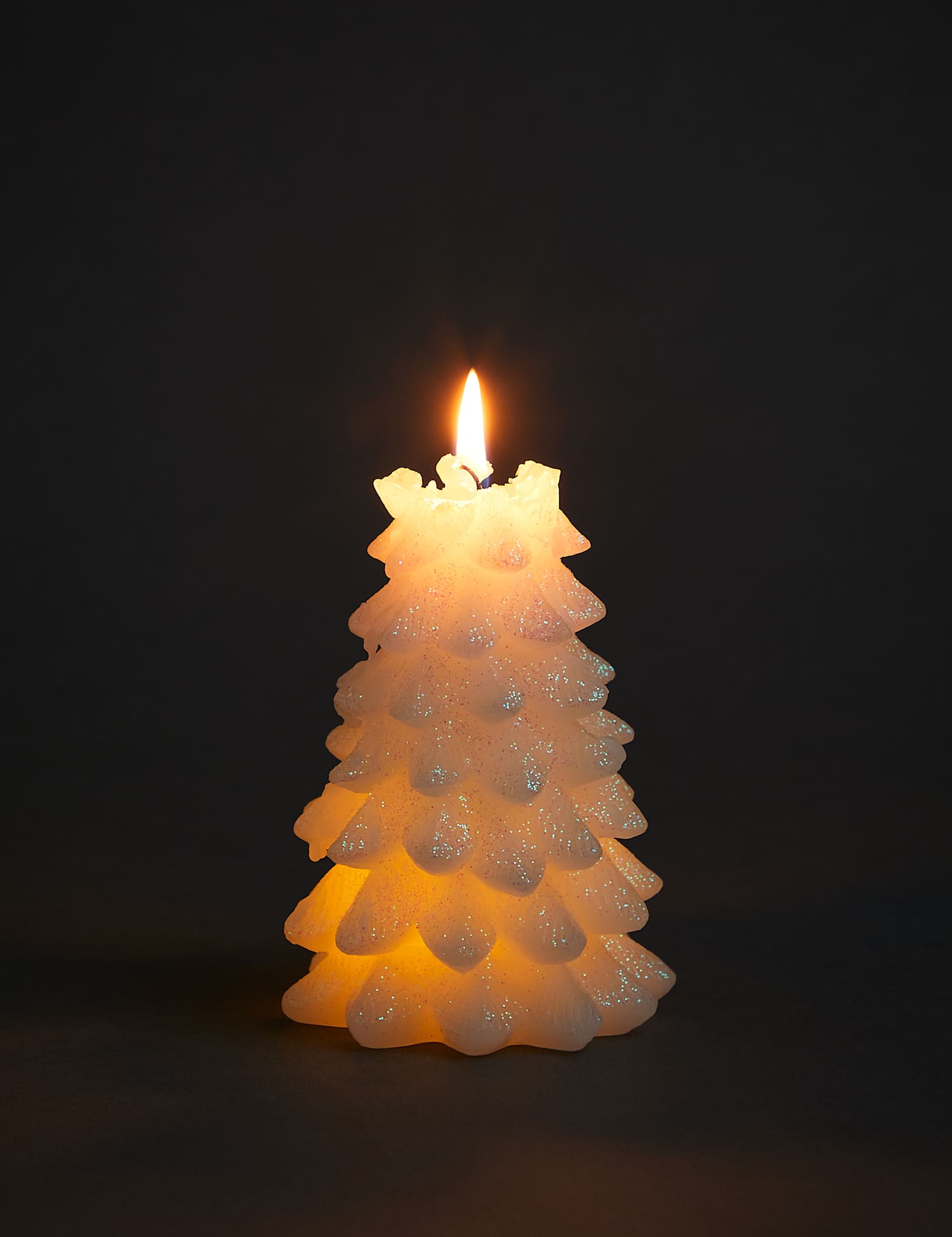M&S Christmas Tree Light Up Candle White Mix