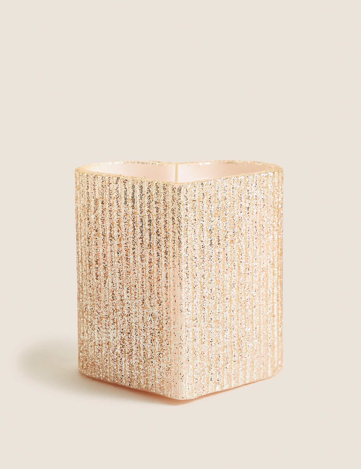 M&S Heart Pillar Light Up Candle Pink Mix