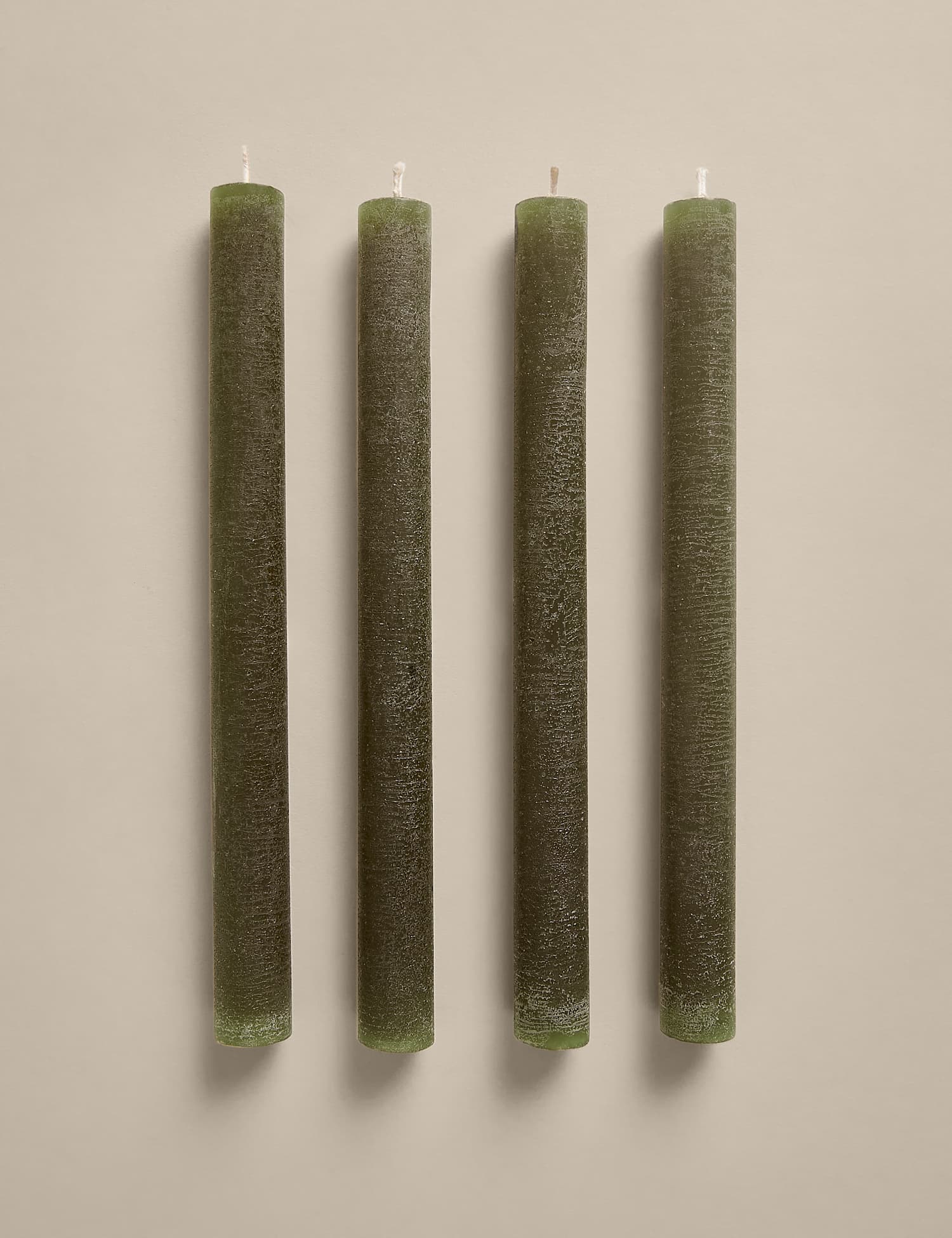 M&S 4 Pack Wax Dinner Candles Khaki