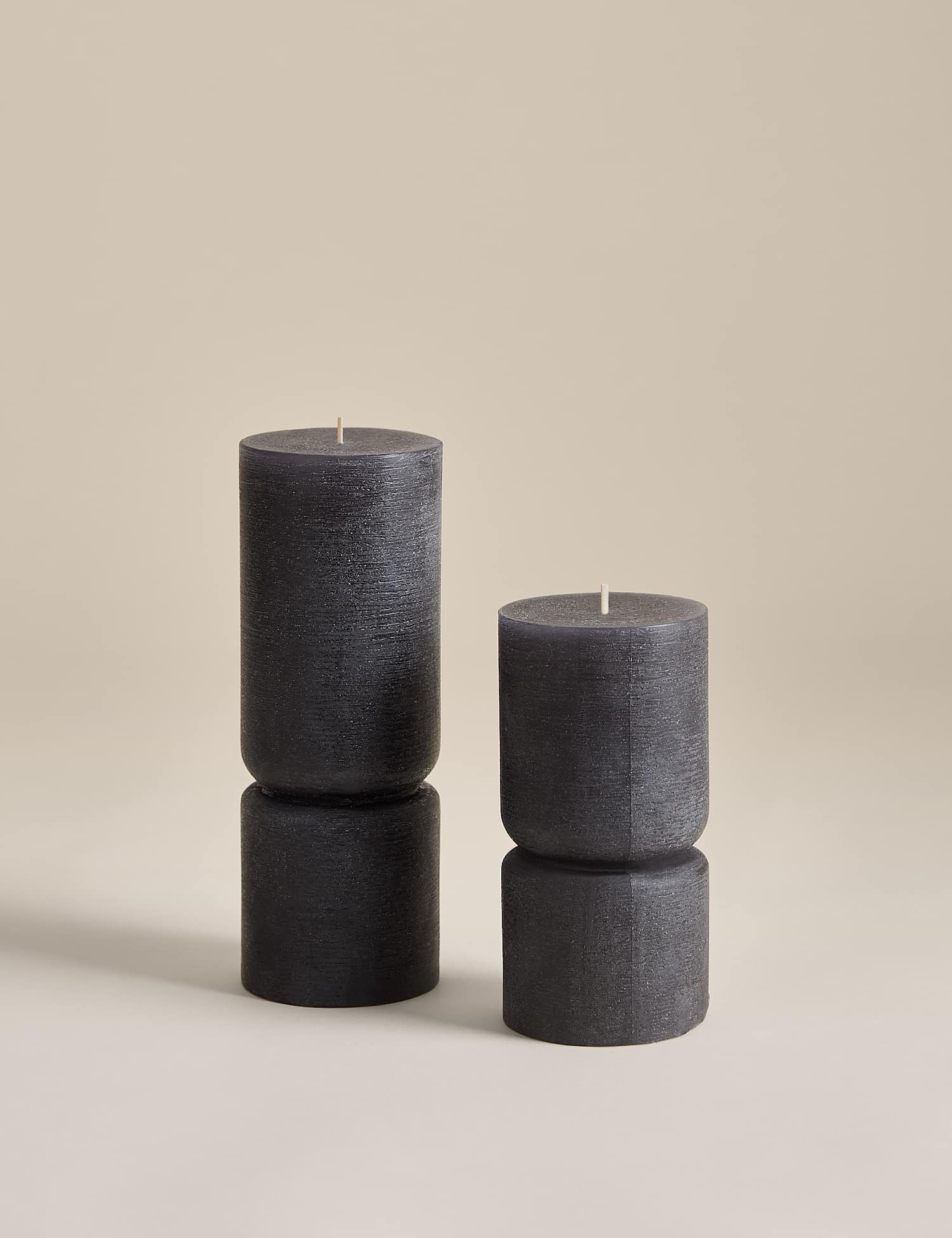 M&S 2 Pack Unscented Pillar Candles Dark Graphite
