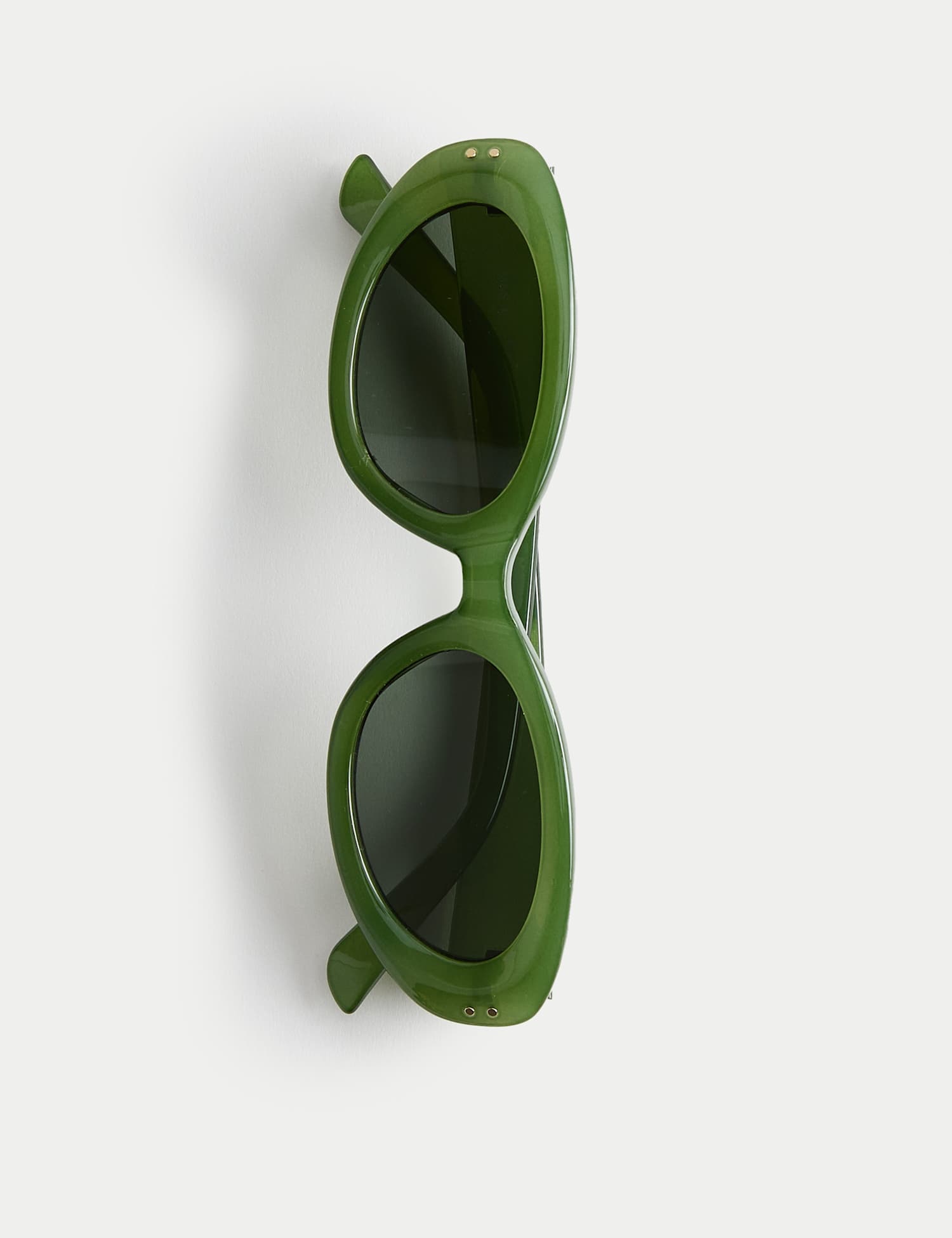 M&S Bevelled Oval Cat Eye Sunglasses Khaki
