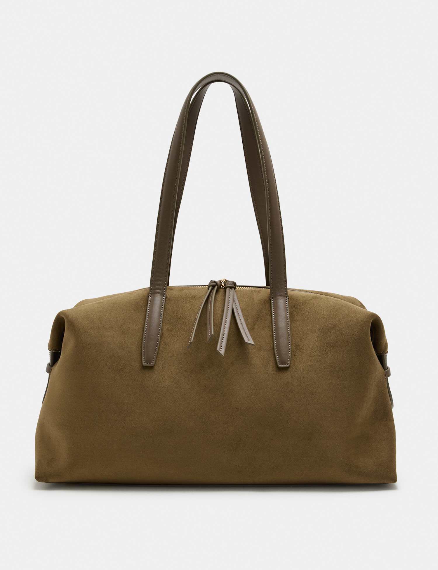 M&S Faux Suede Bowler Bag Olive