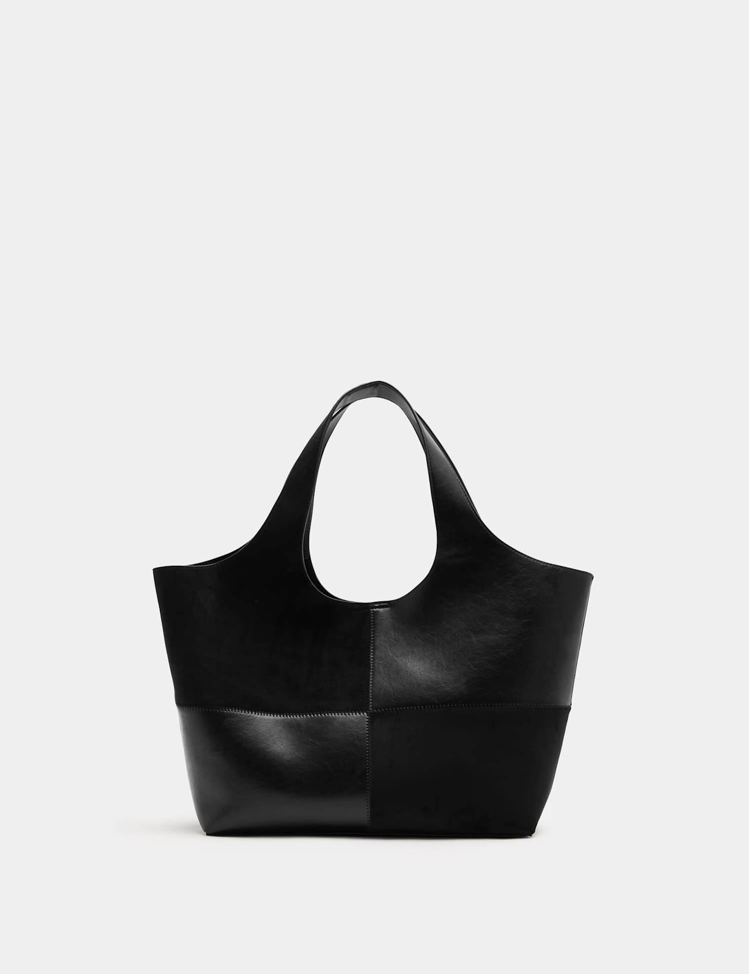 M&S Faux Leather Patchwork Tote Bag Black