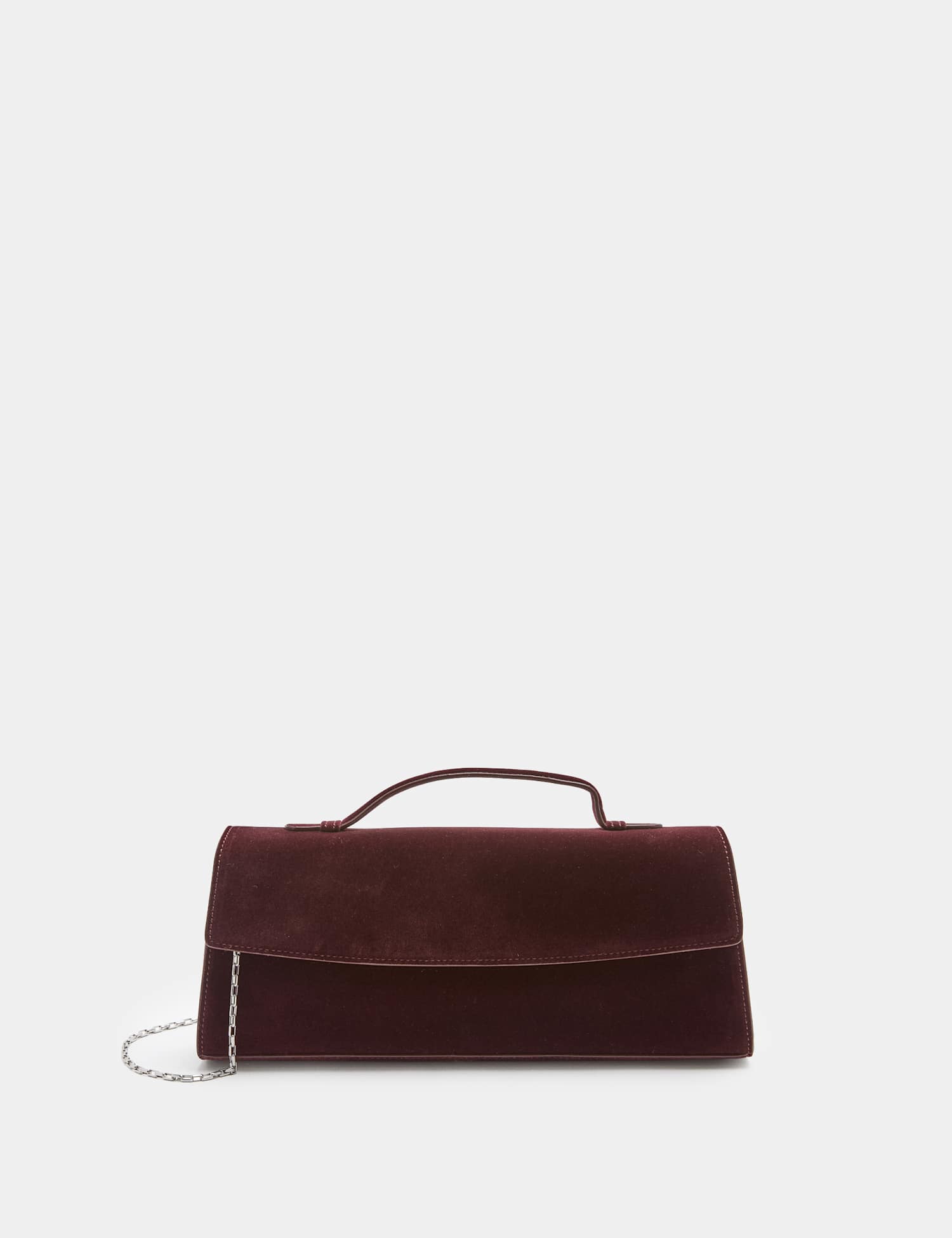 M&S Velvet Top Handle Clutch Bag Burgundy