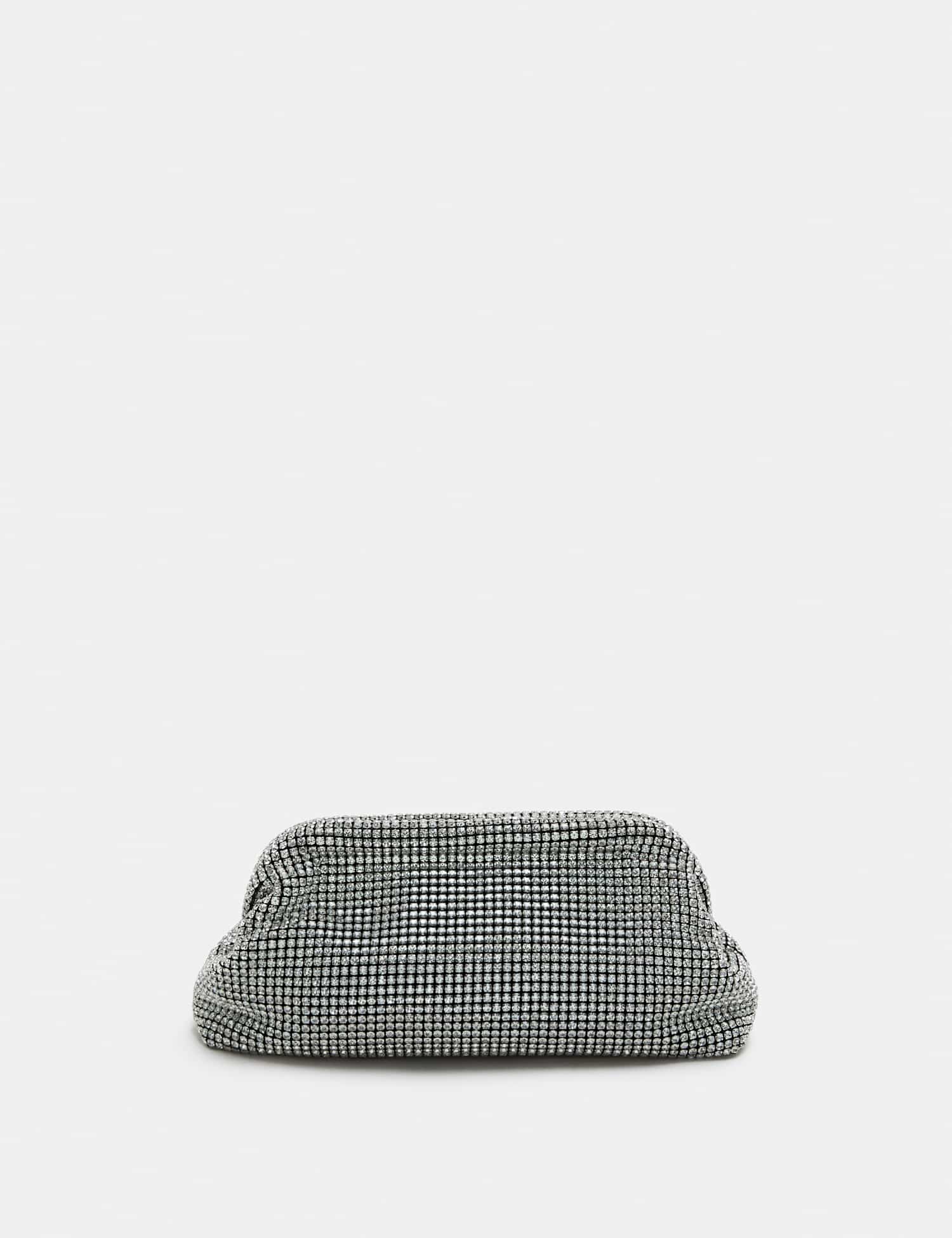 M&S Diamant� Frame Clutch Bag Silver