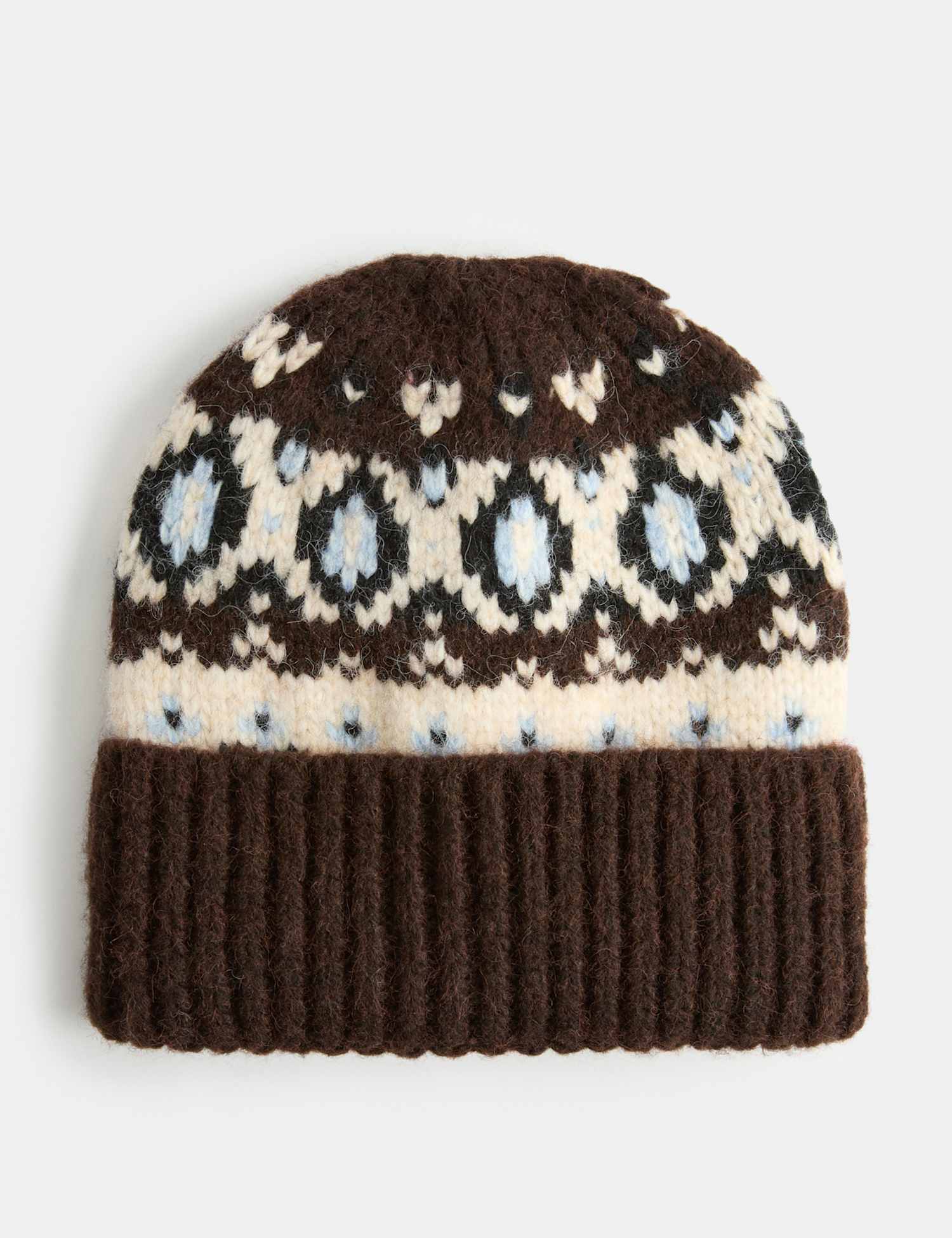 M&S Fair Isle Knitted Beanie with Wool Multi