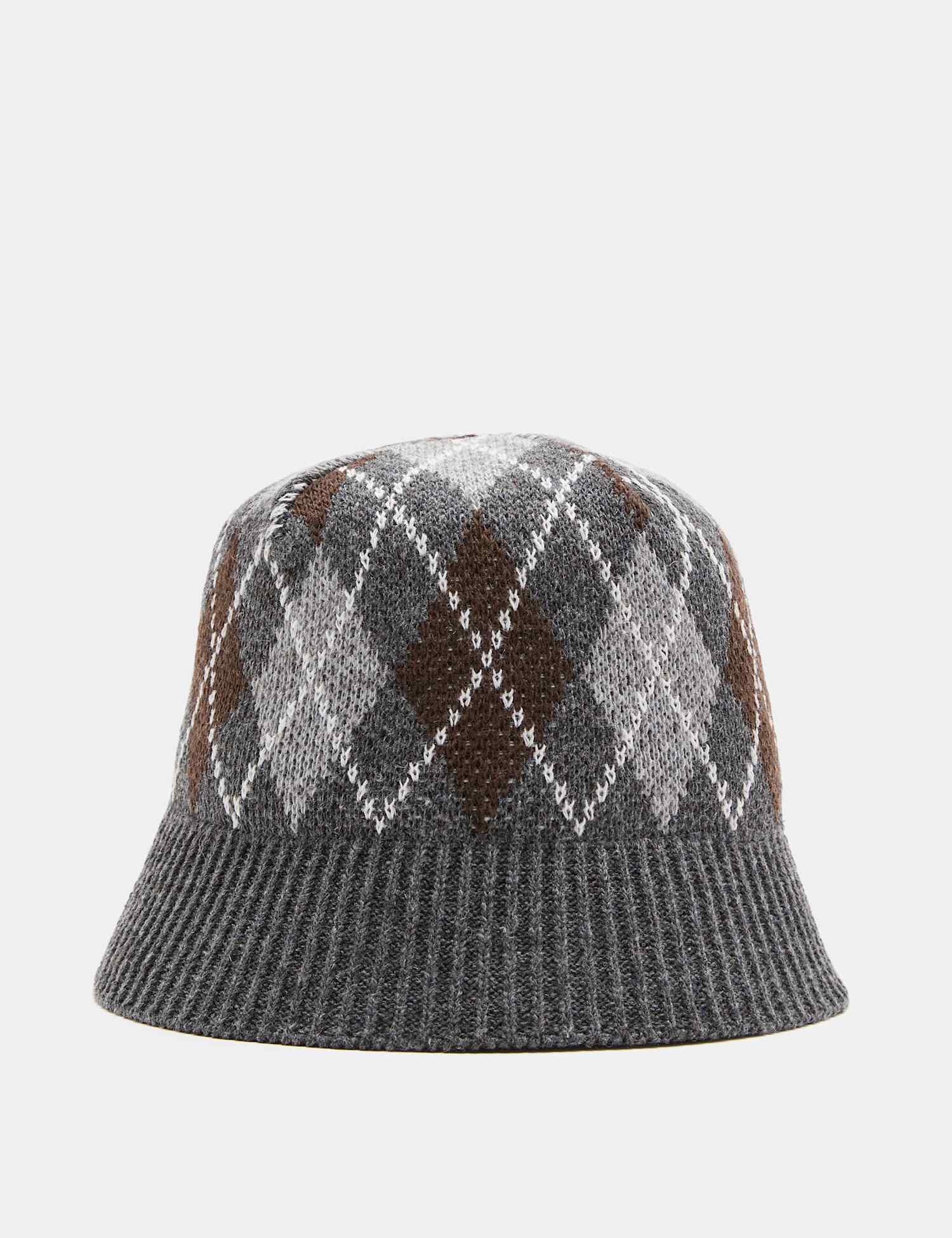 M&S Wool Blend Knitted Argyle Bucket Hat Multi