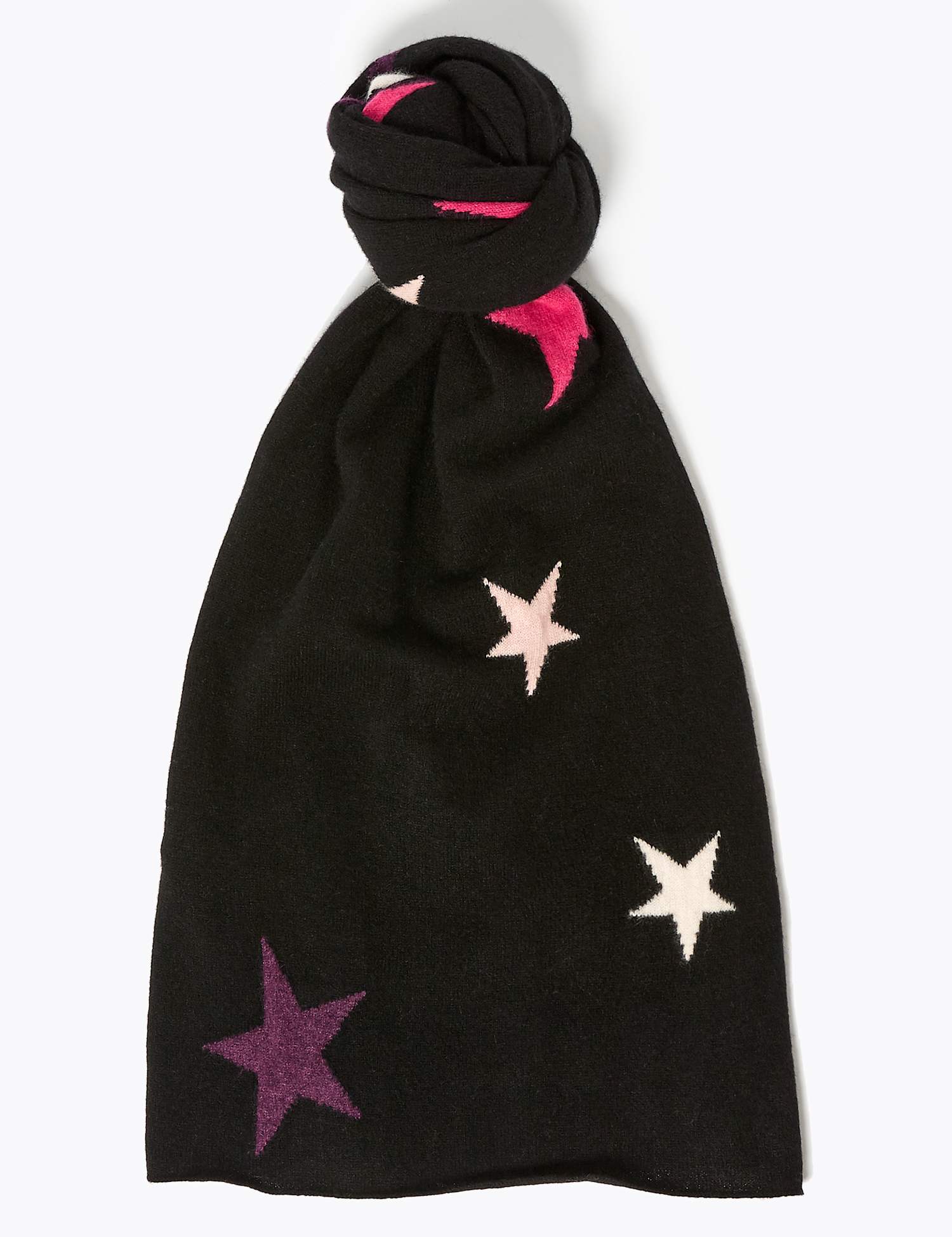Autograph Pure Cashmere Star Scarf Black Mix
