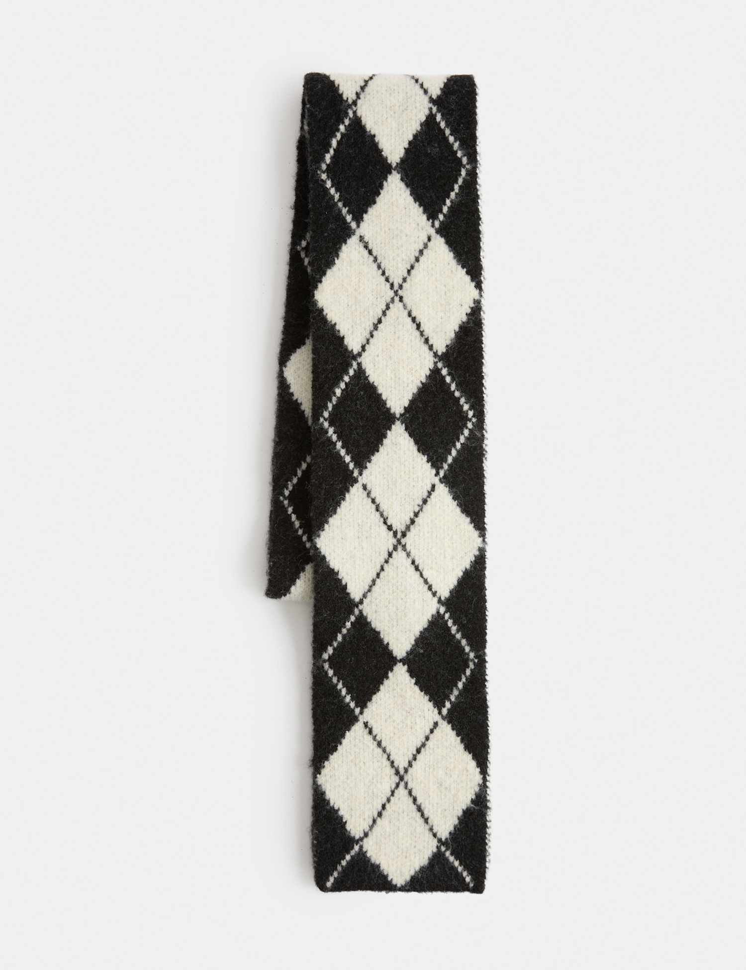 M&S Argyle Skinny Scarf with Wool Black Mix
