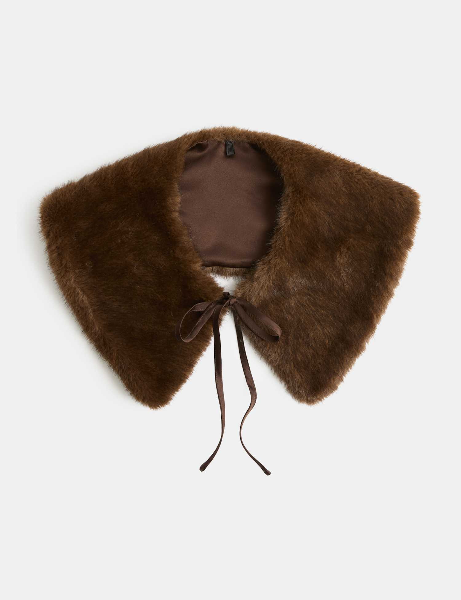 M&S Faux Fur Collar Brown Mix
