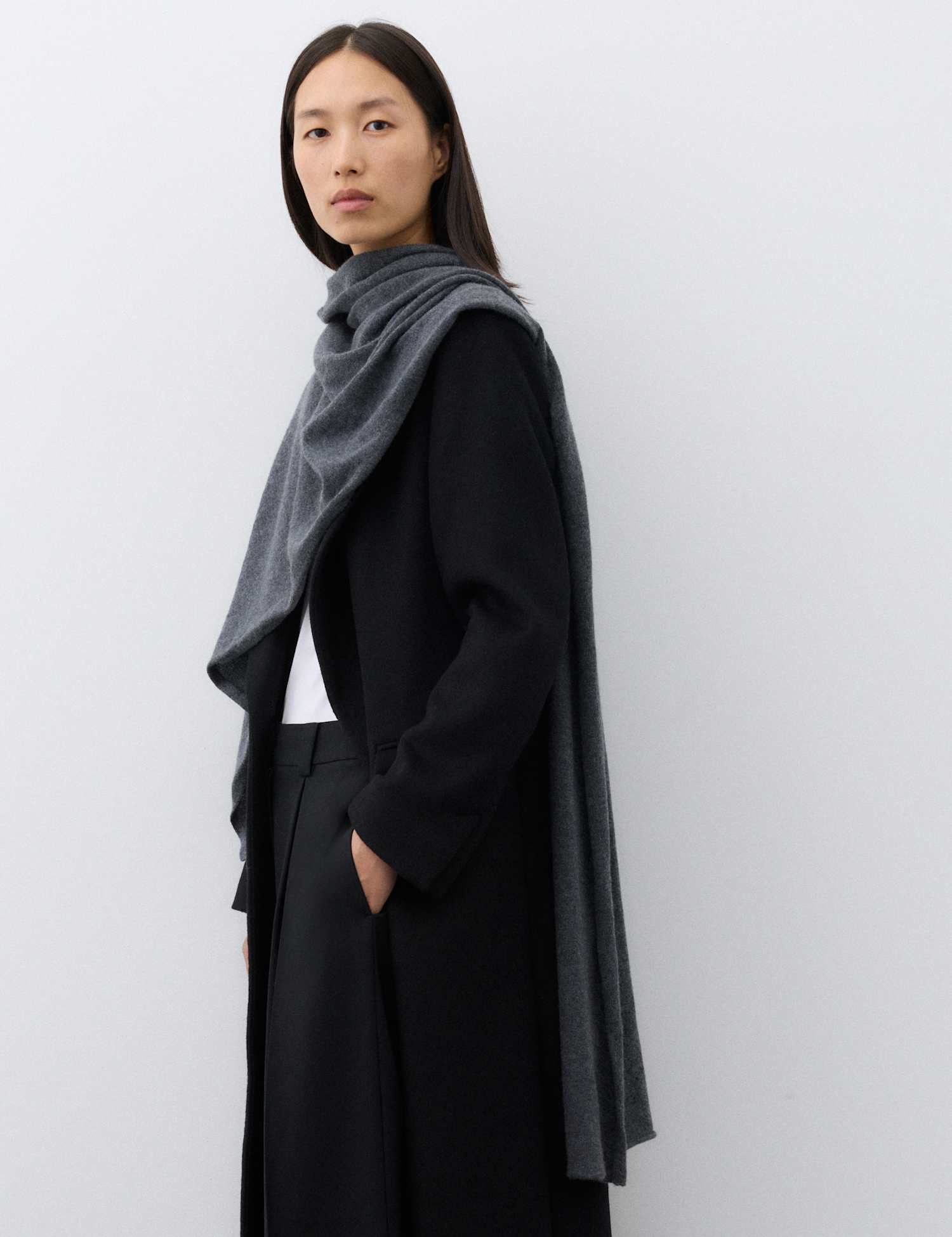 Autograph Pure Cashmere Scarf Charcoal