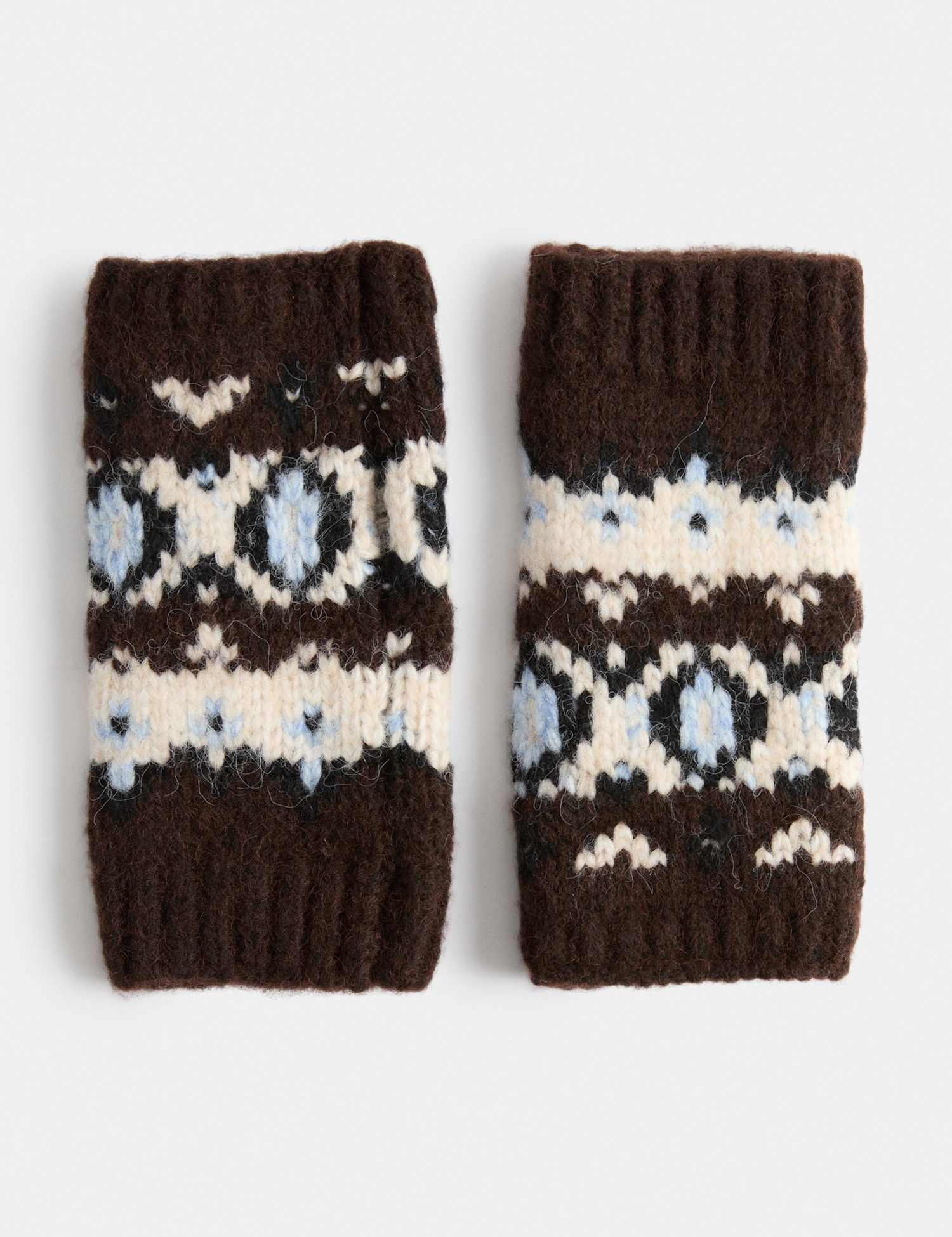 M&S Fairisle Fingerless Gloves with Wool Multi