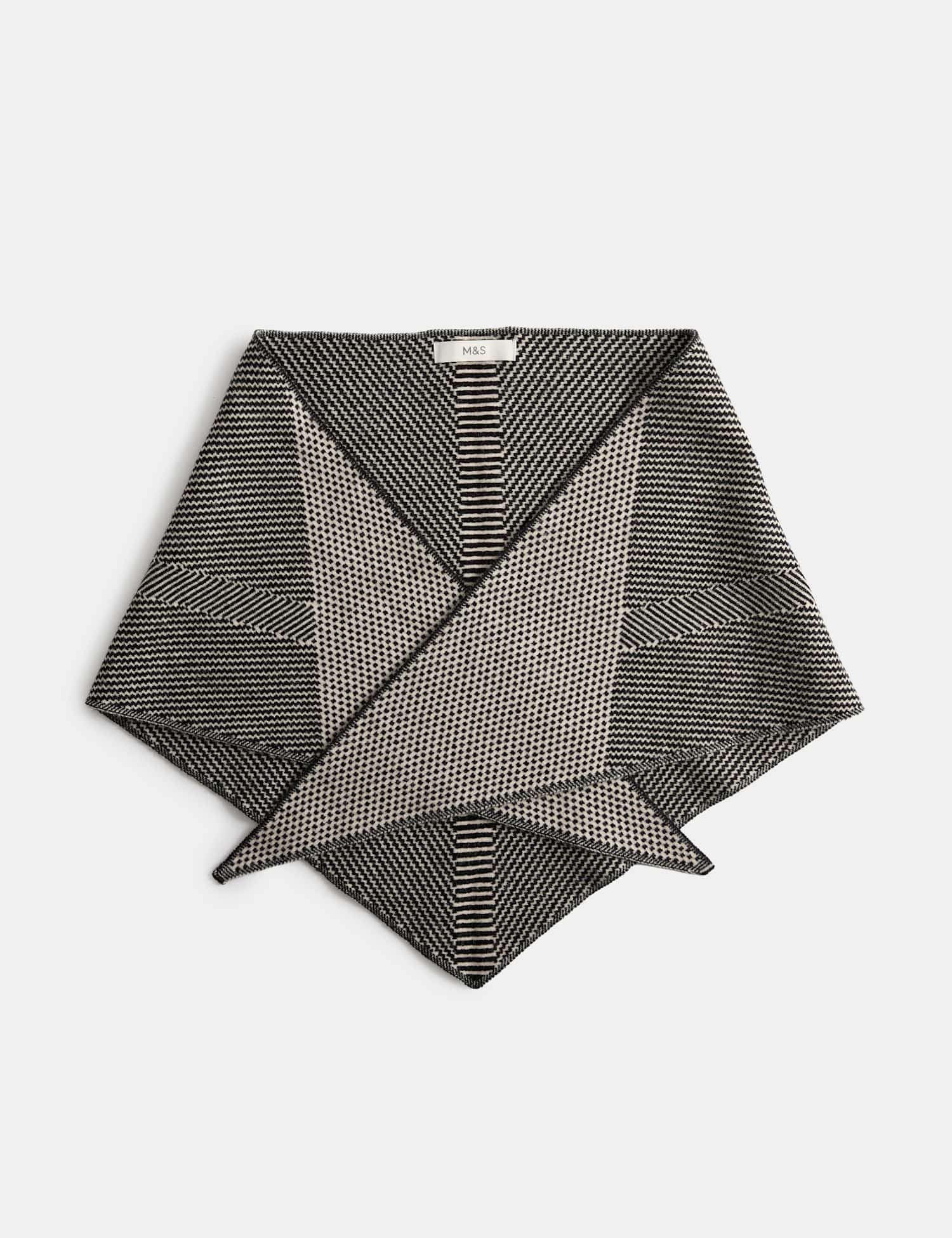 M&S Striped Triangle Scarf Black Mix