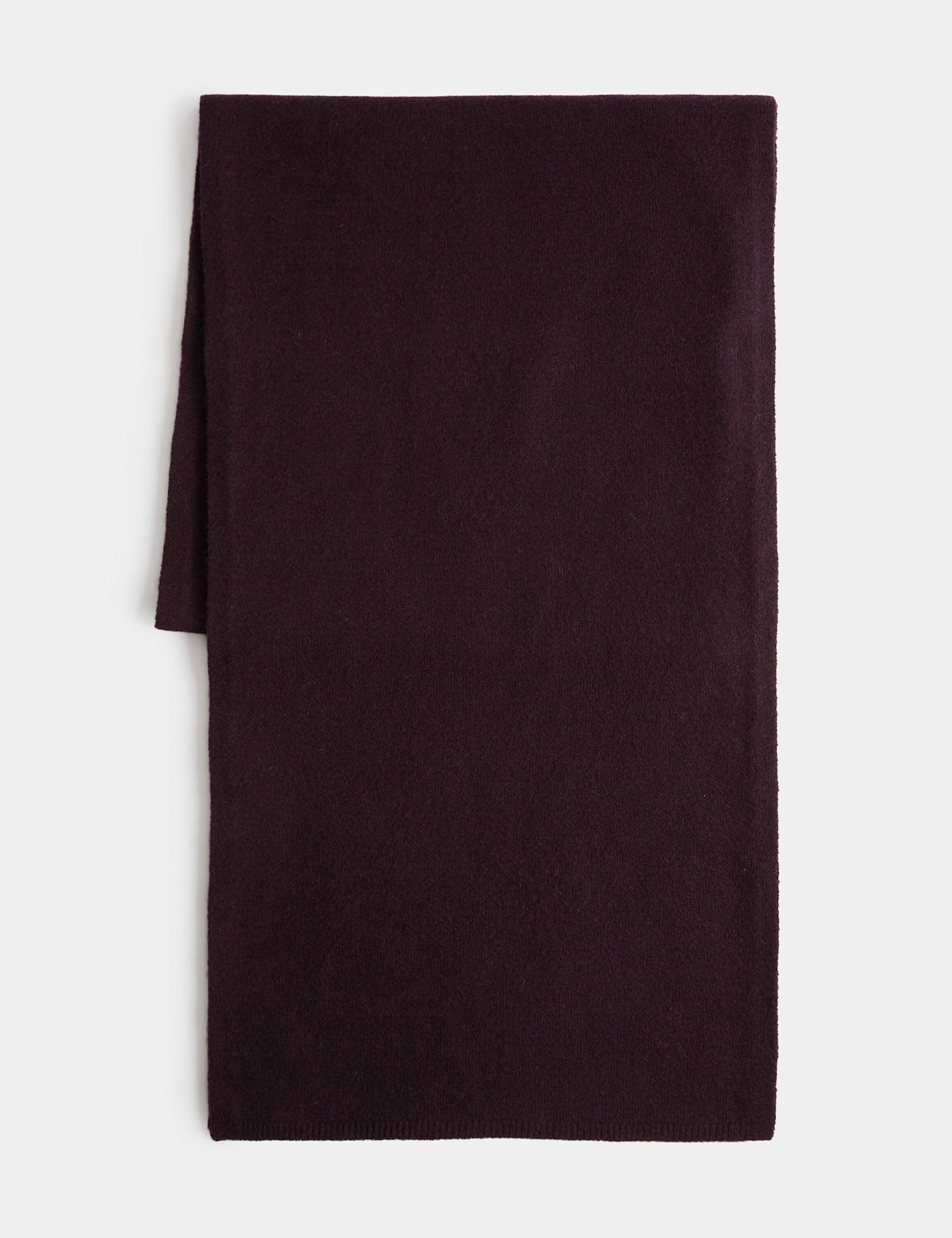 M&S Ribbed Knit Scarf with Wool Aubergine