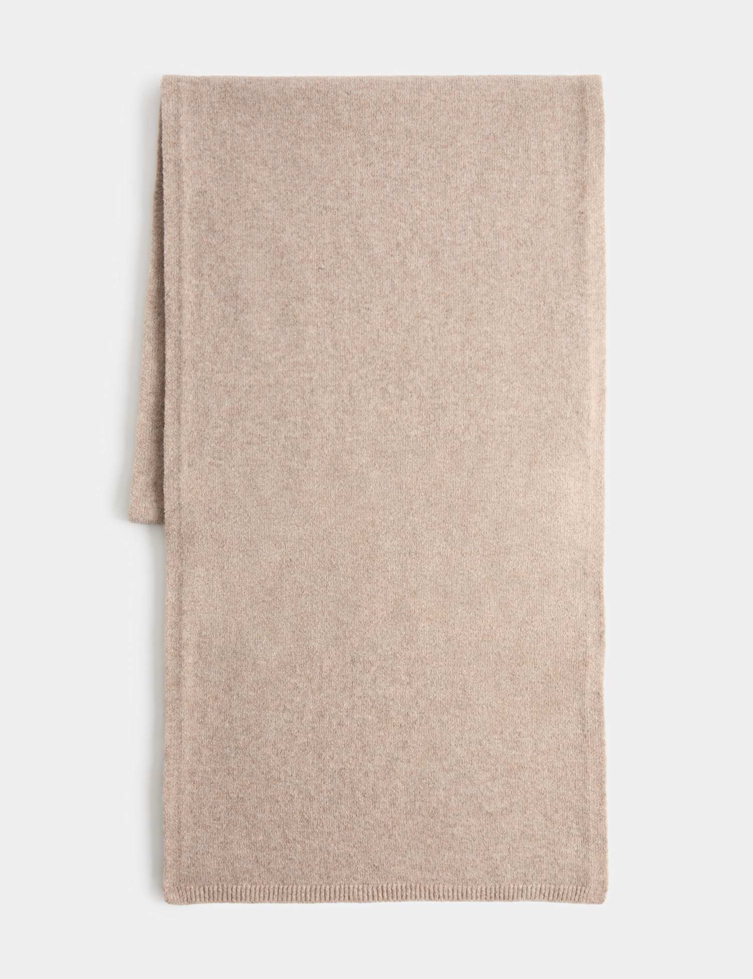 M&S Ribbed Knit Scarf with Wool Oatmeal