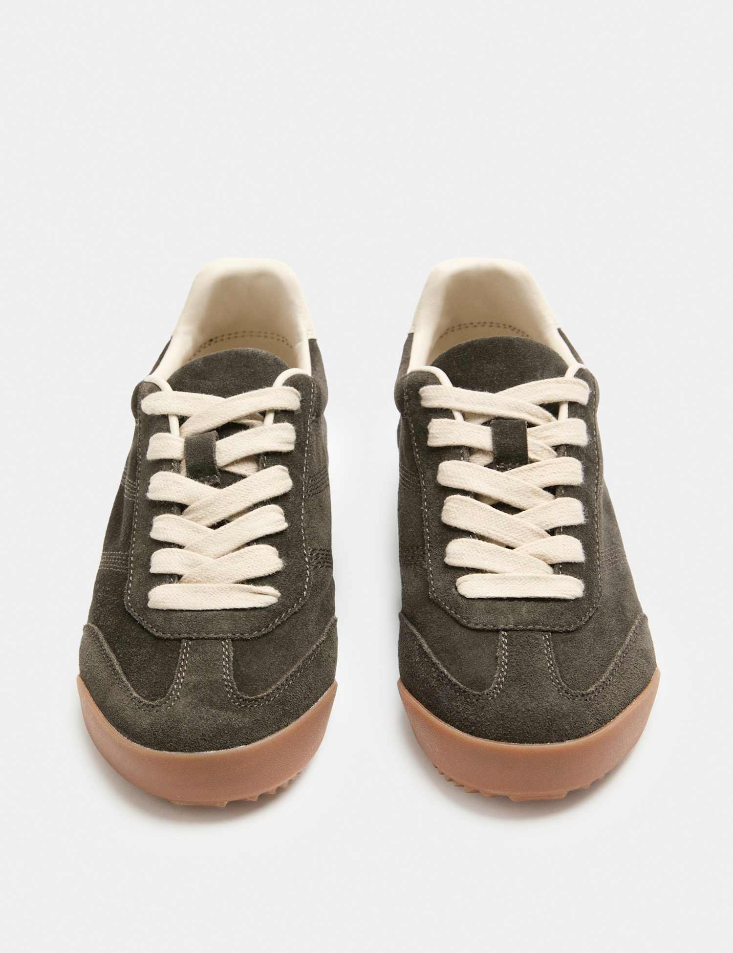 M&S Suede Slim Lace Up Trainers Grey