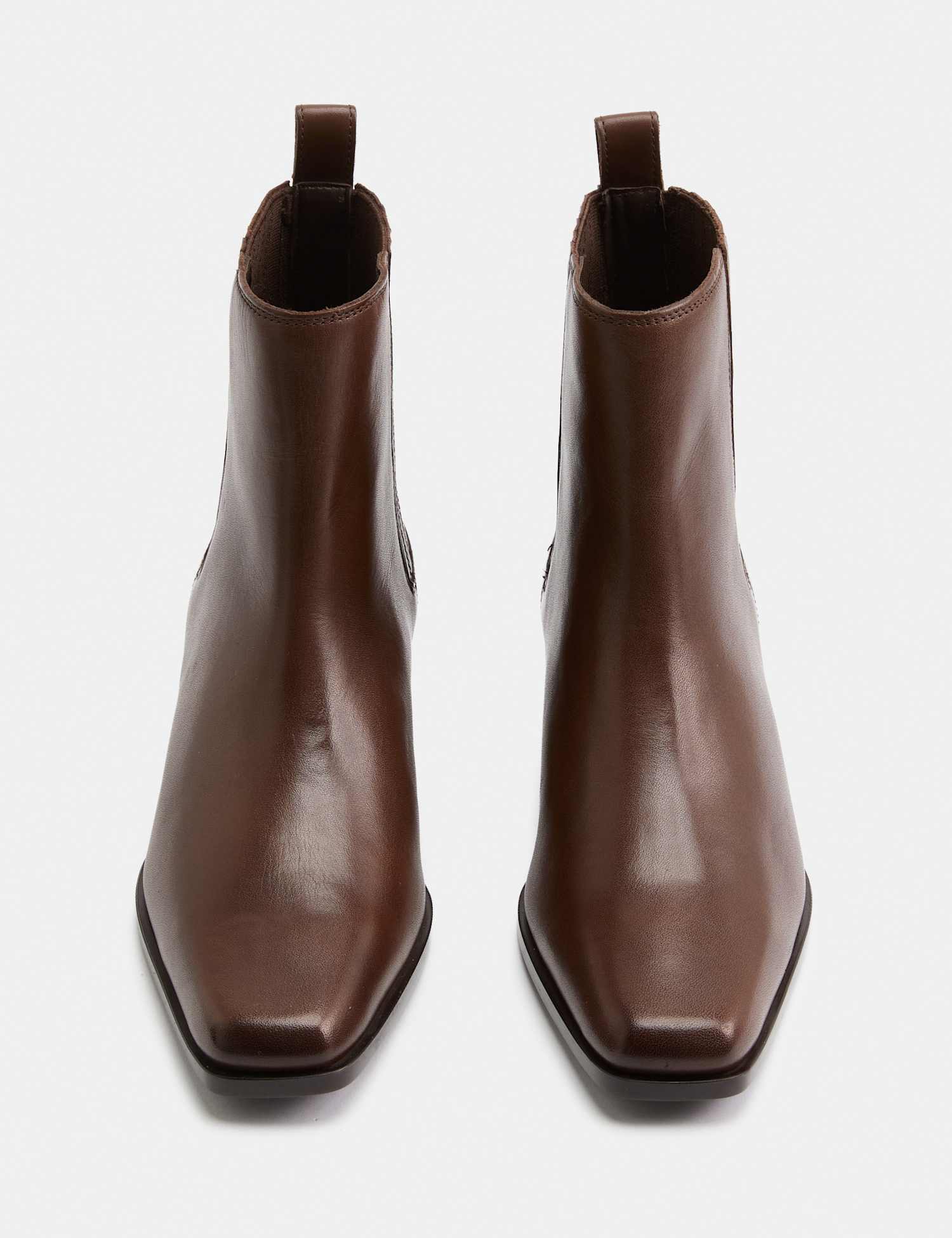 M&S Leather Western Block Heel Ankle Boots Brown