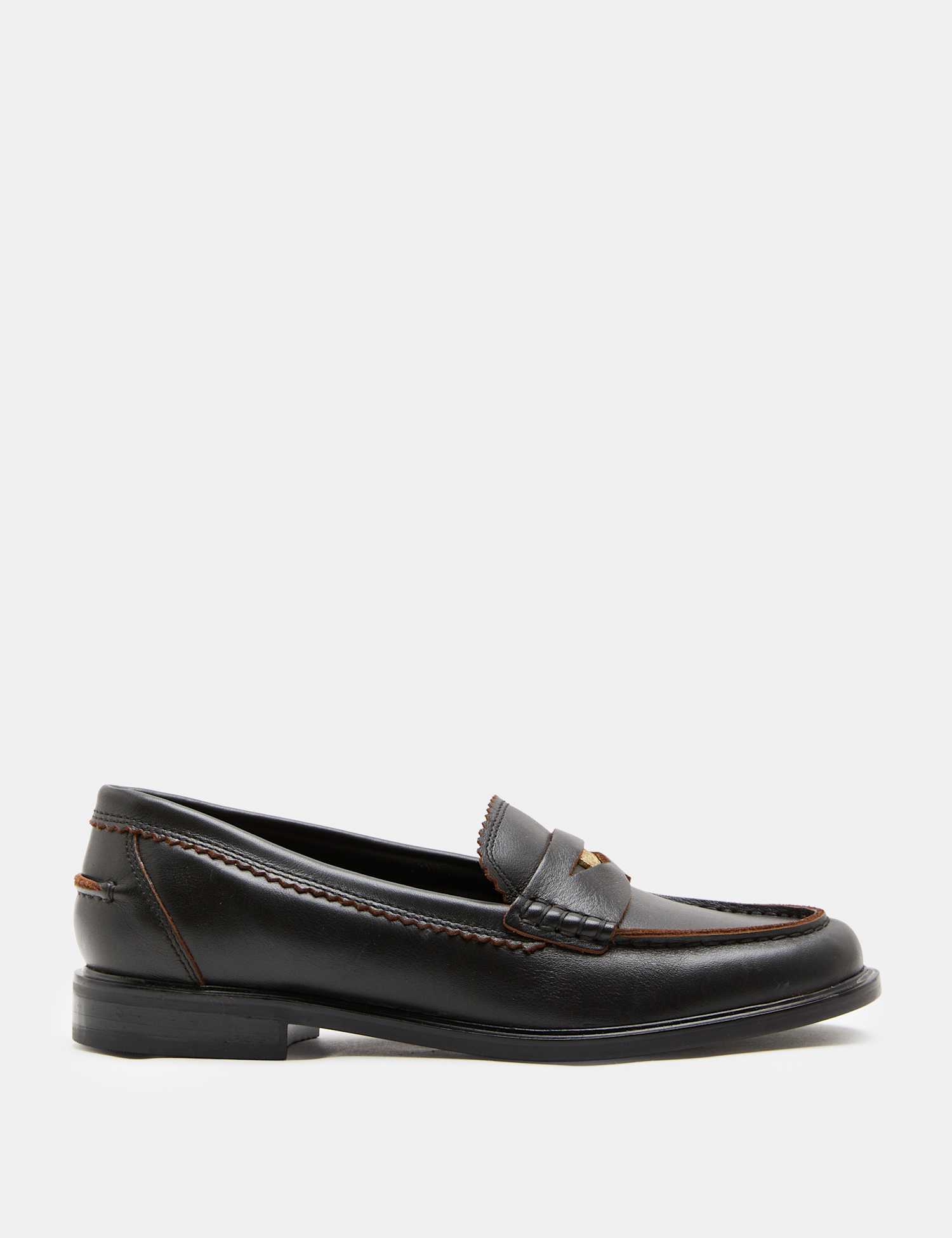 M&S Leather Penny Loafers Black