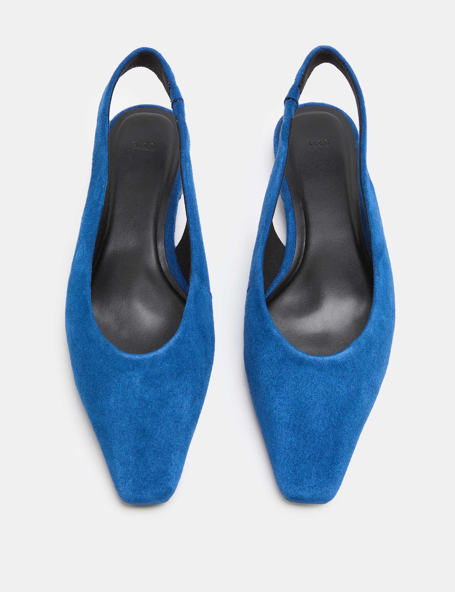 M&S Suede Flat Chisel Toe Slingback Shoes Cobalt