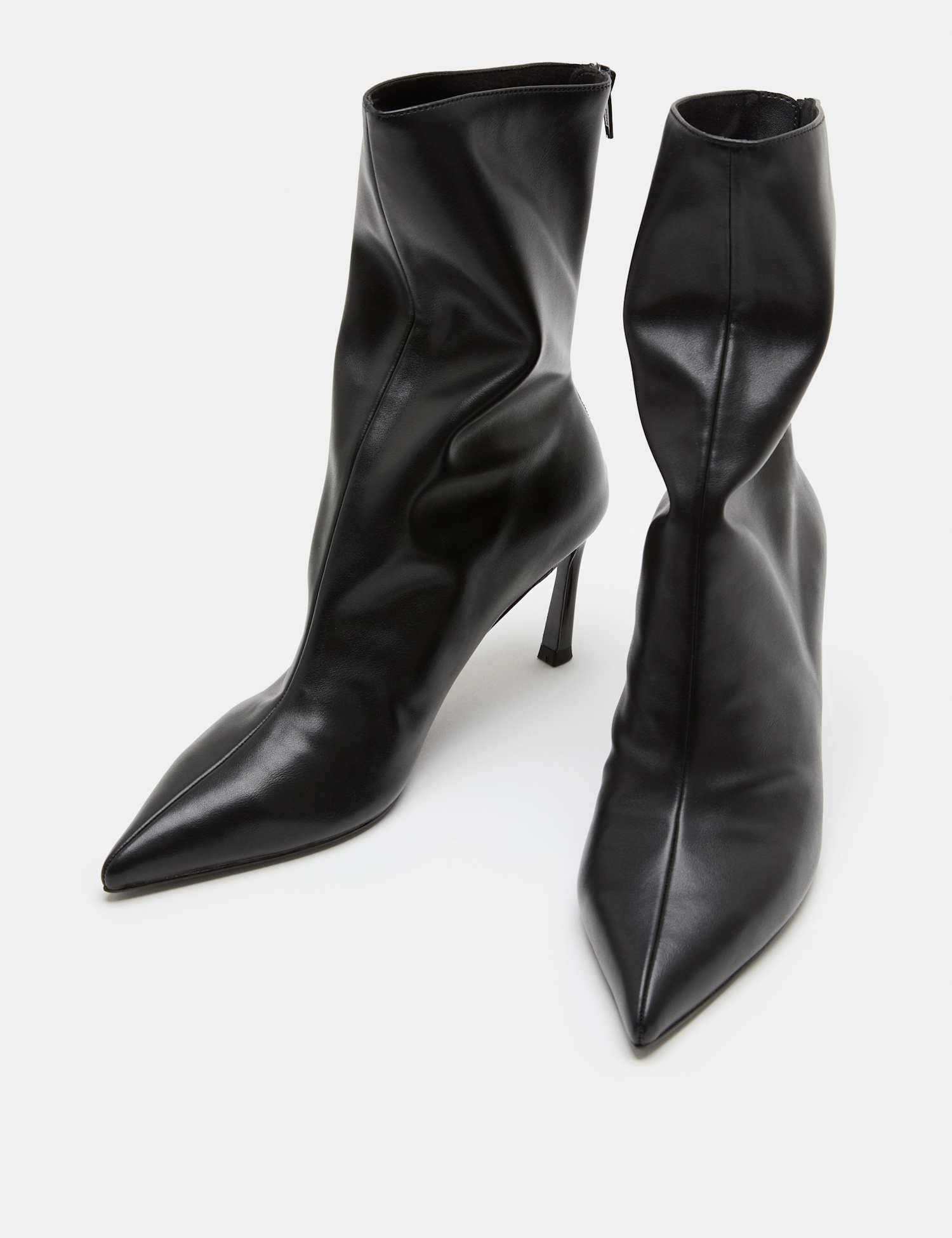 M&S Ruched Stiletto Heel Pointed Sock Boots Black