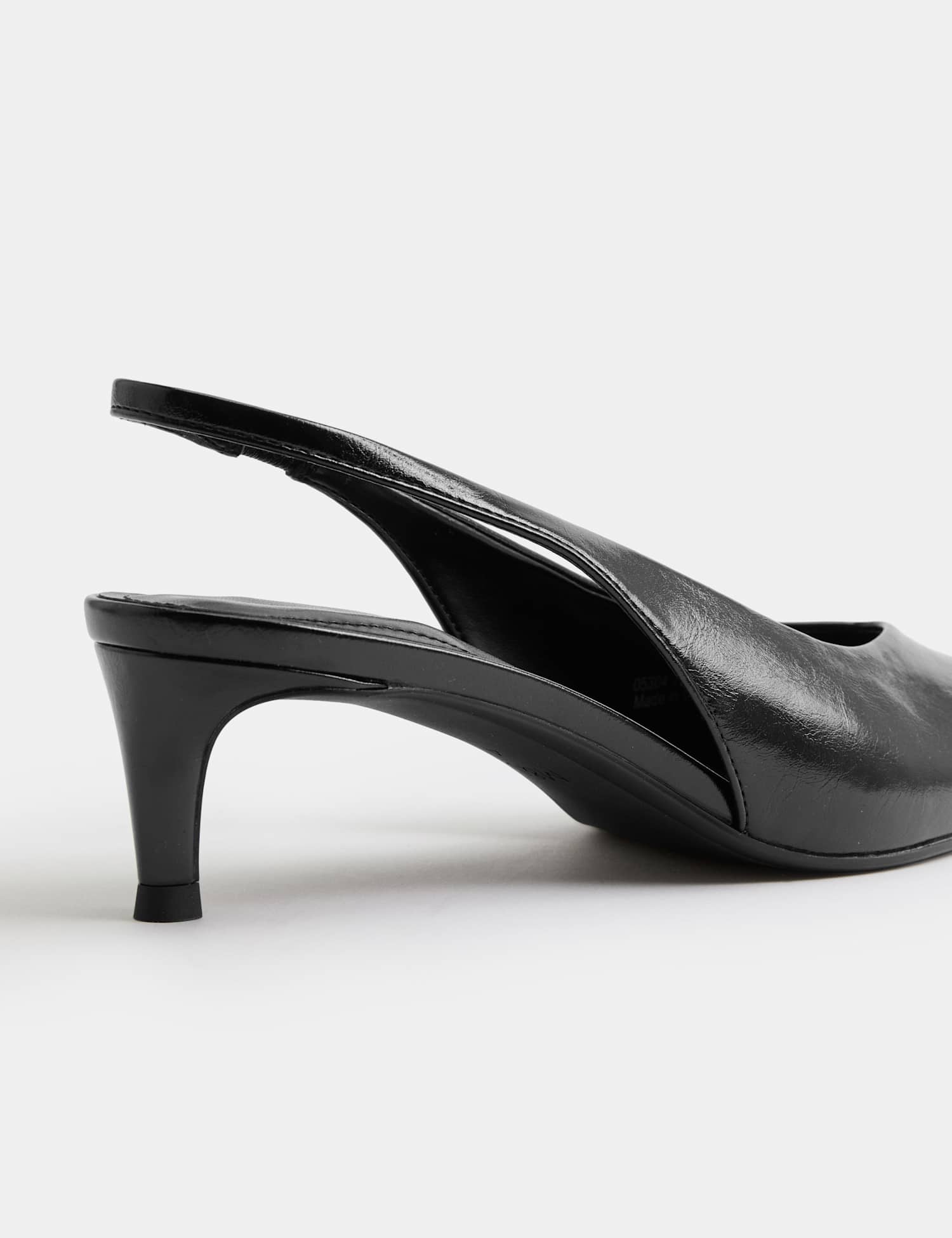 M&S Kitten Heel Chisel Toe Slingback Shoes Black