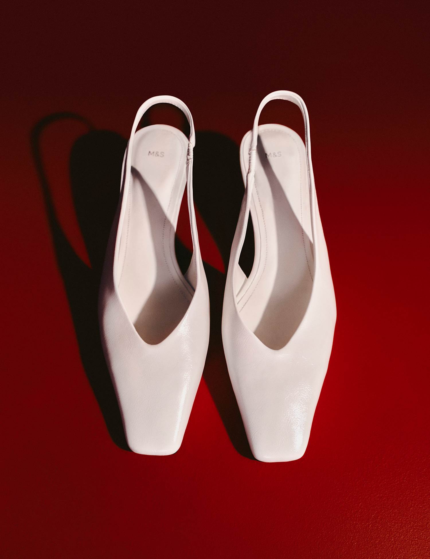 M&S Kitten Heel Chisel Toe Slingback Shoes White