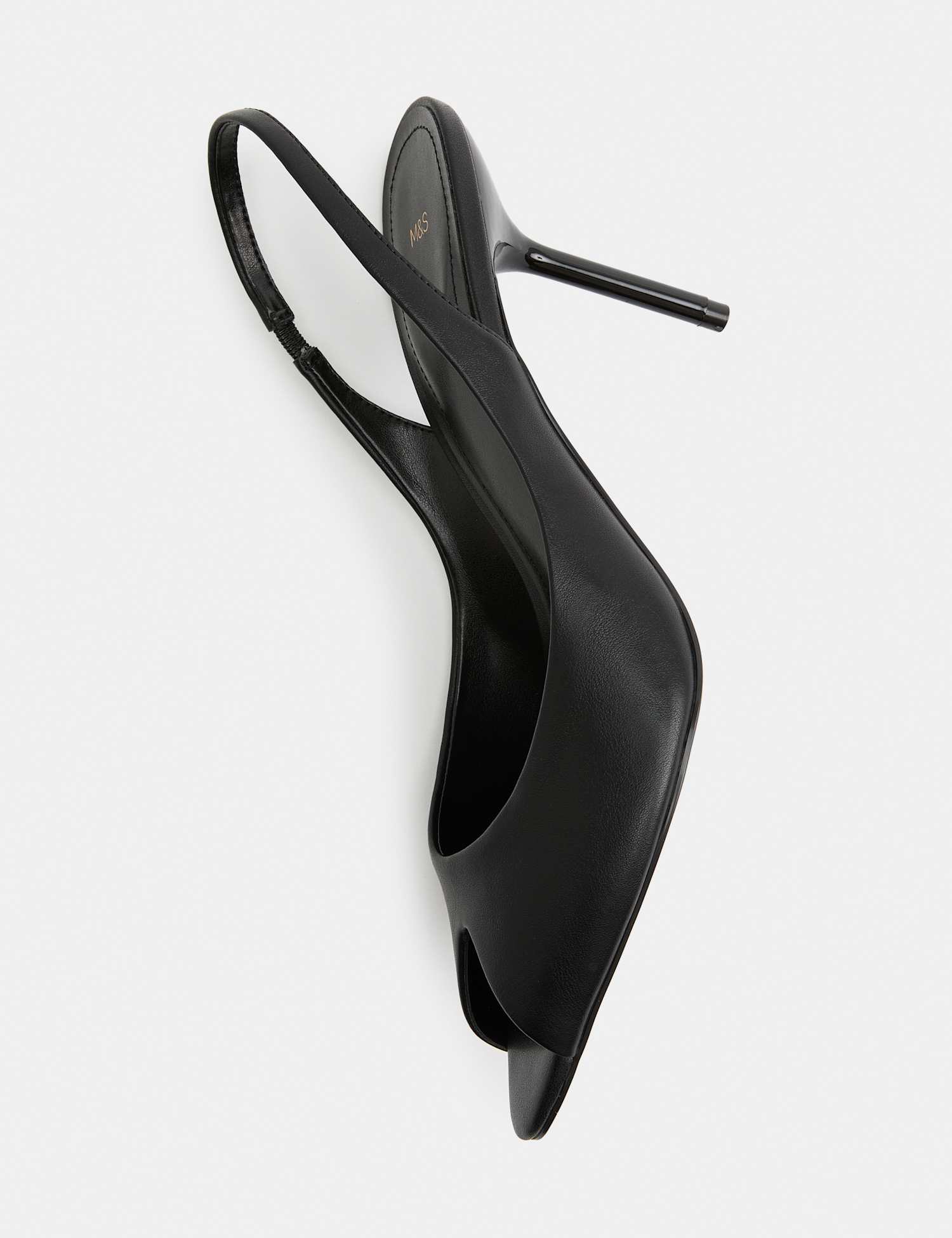 M&S Stiletto Heel Peep Toe Slingback Sandals Black