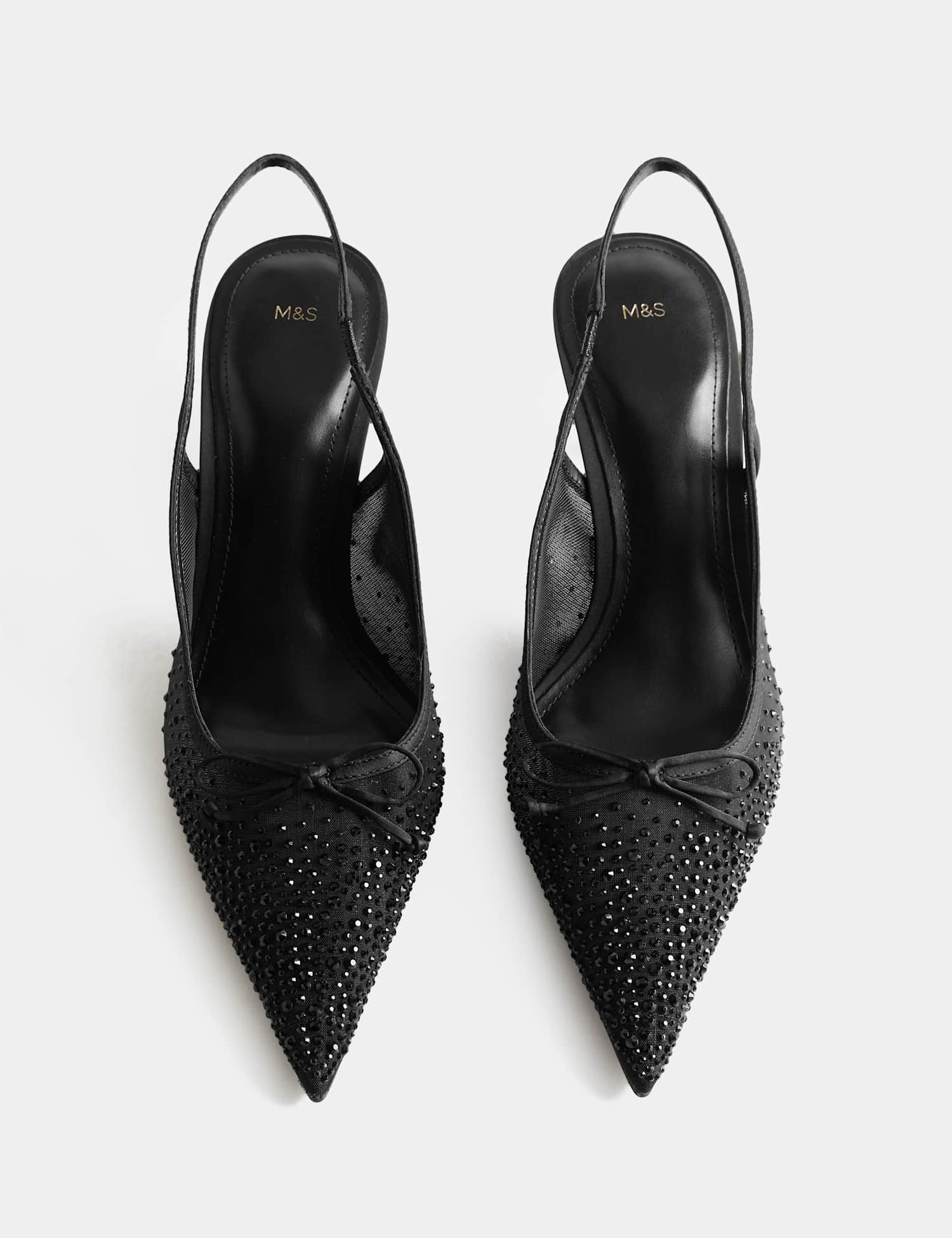M&S Embellished Bow Stiletto Slingback Shoes Black