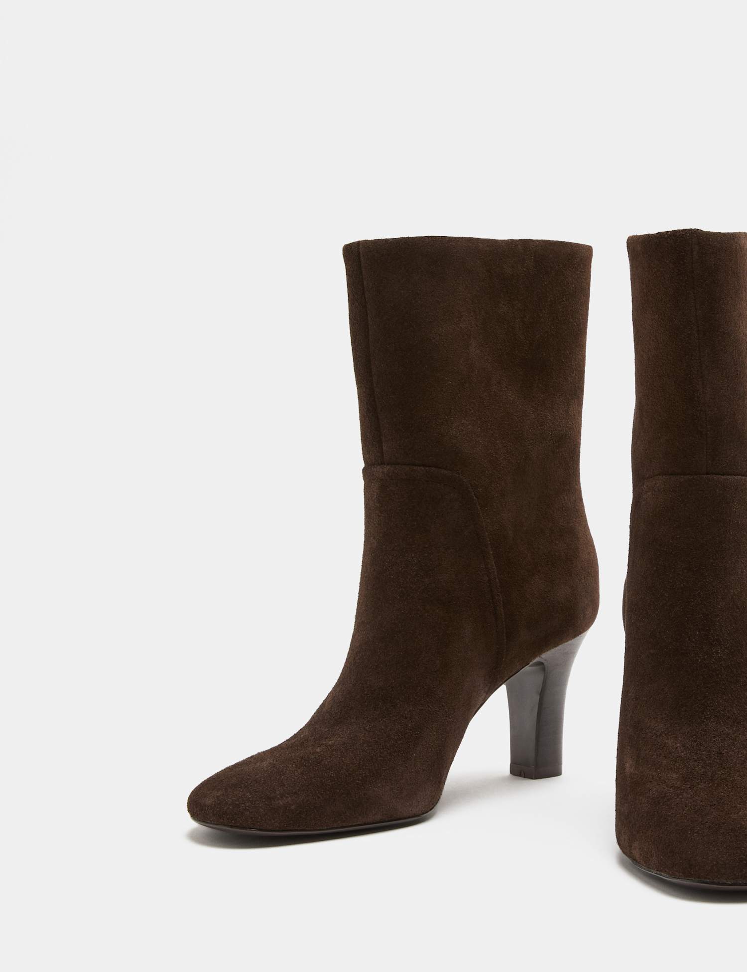 M&S Suede Pull On Block Heel Ankle Boots Brown