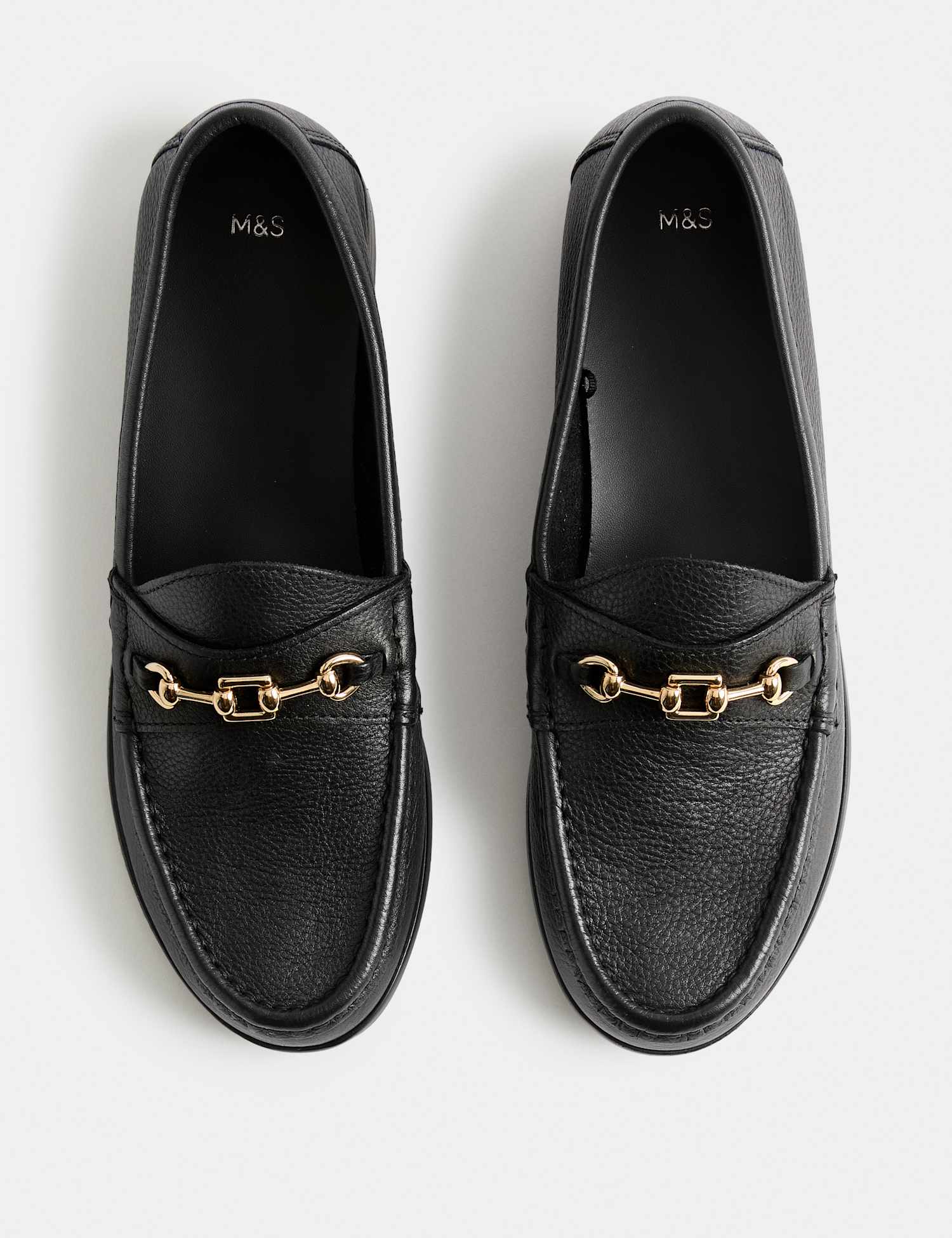 M&S Leather Trim Loafers Black