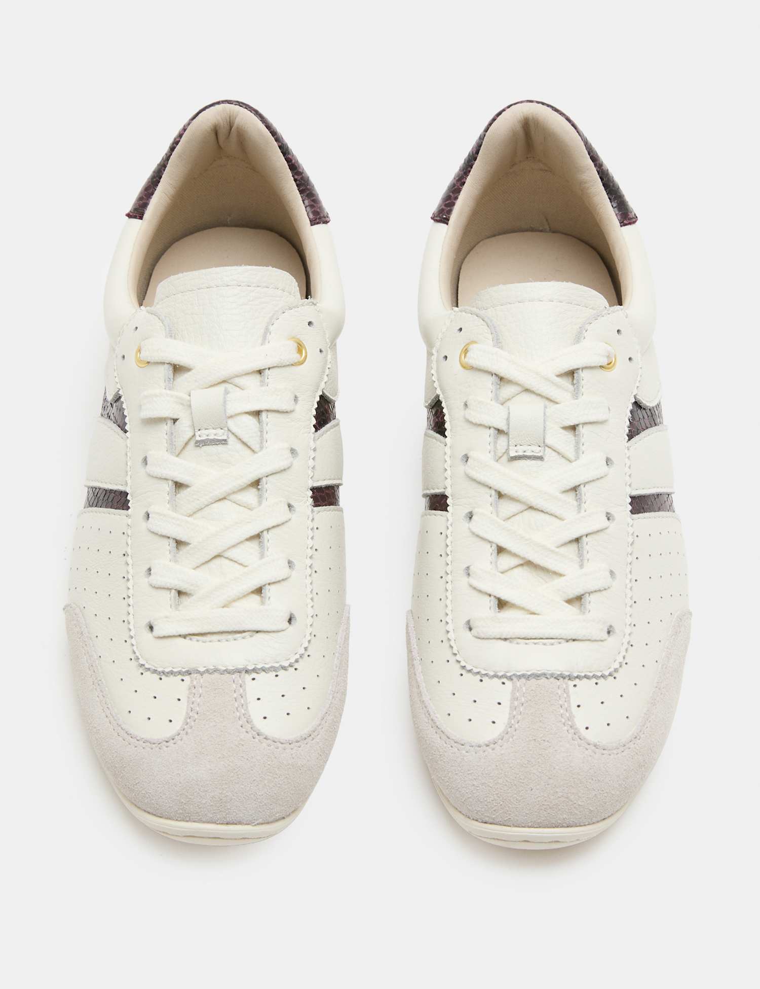 M&S Leather Retro Side Detail Trainers Cream
